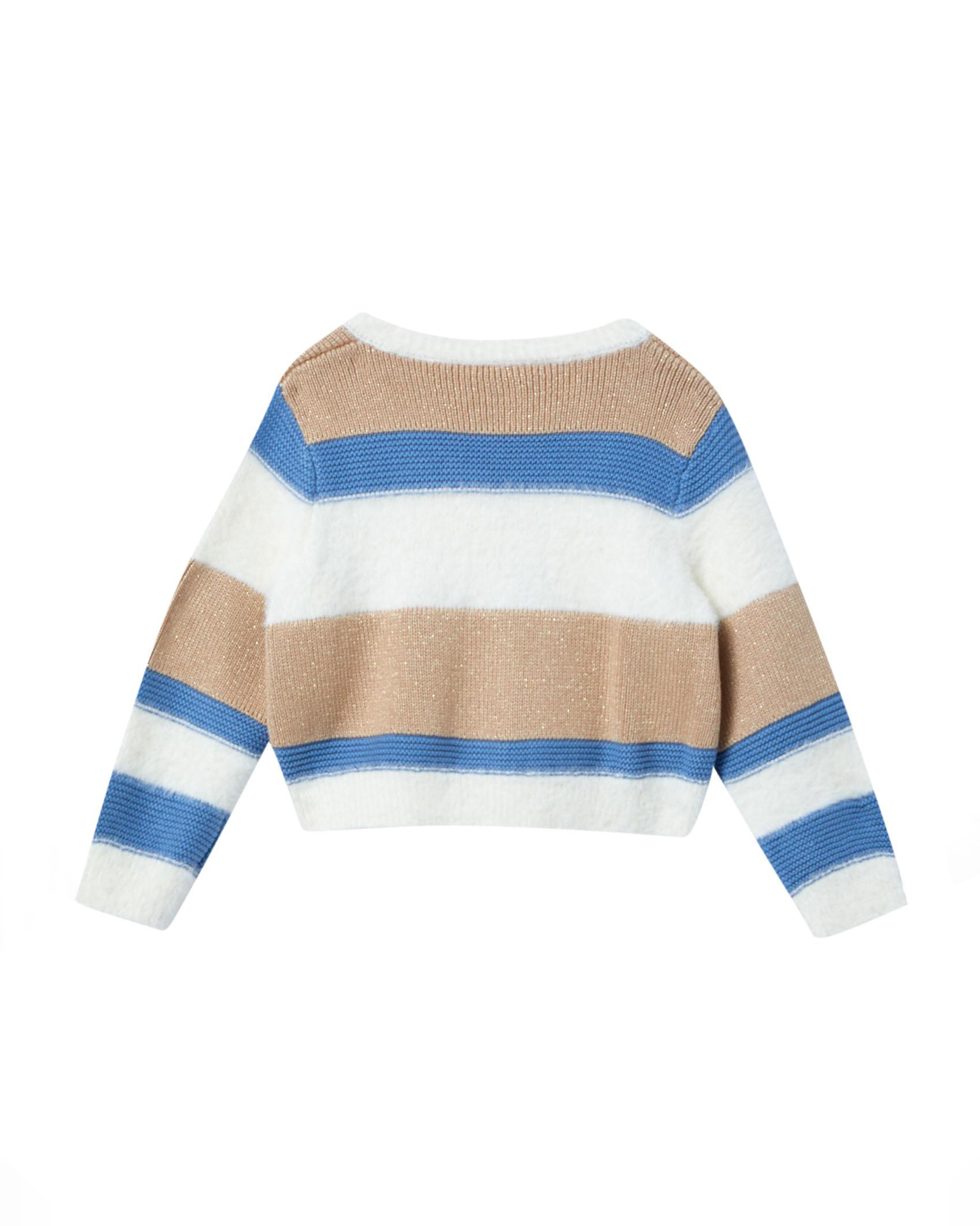 Cardigan celeste bianco e beige lurex in misto viscosa e cotone image