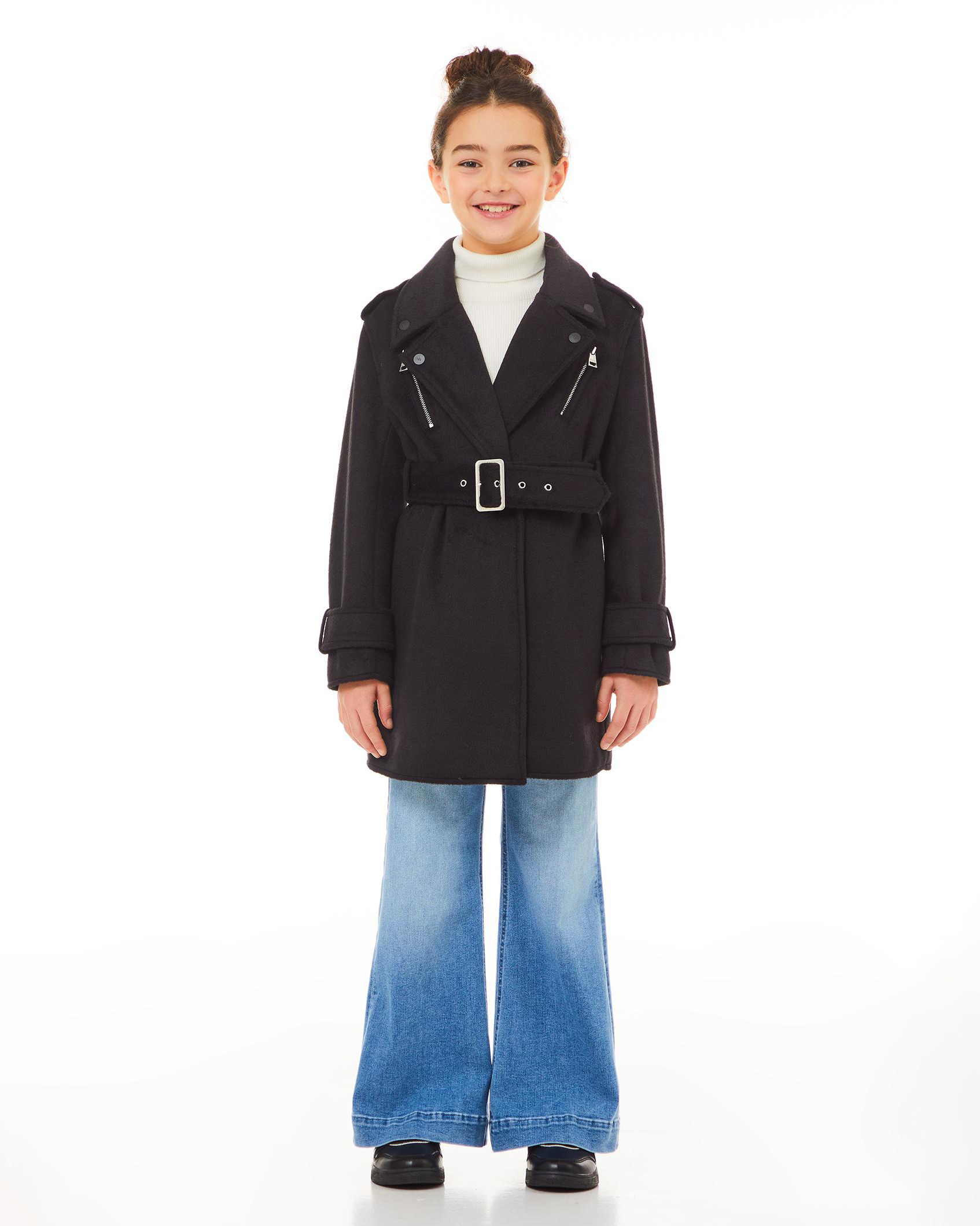 Cappotto Liu Jo nero in misto viscosa con cintura