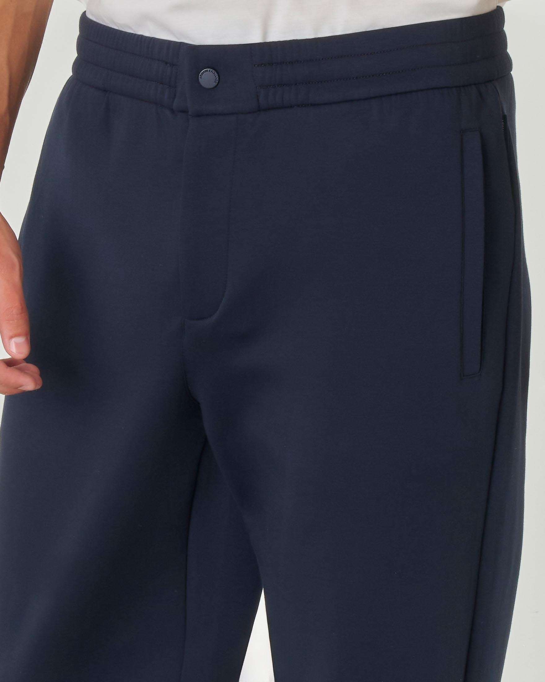 Pantalone blu in interlock di cotone stretch image