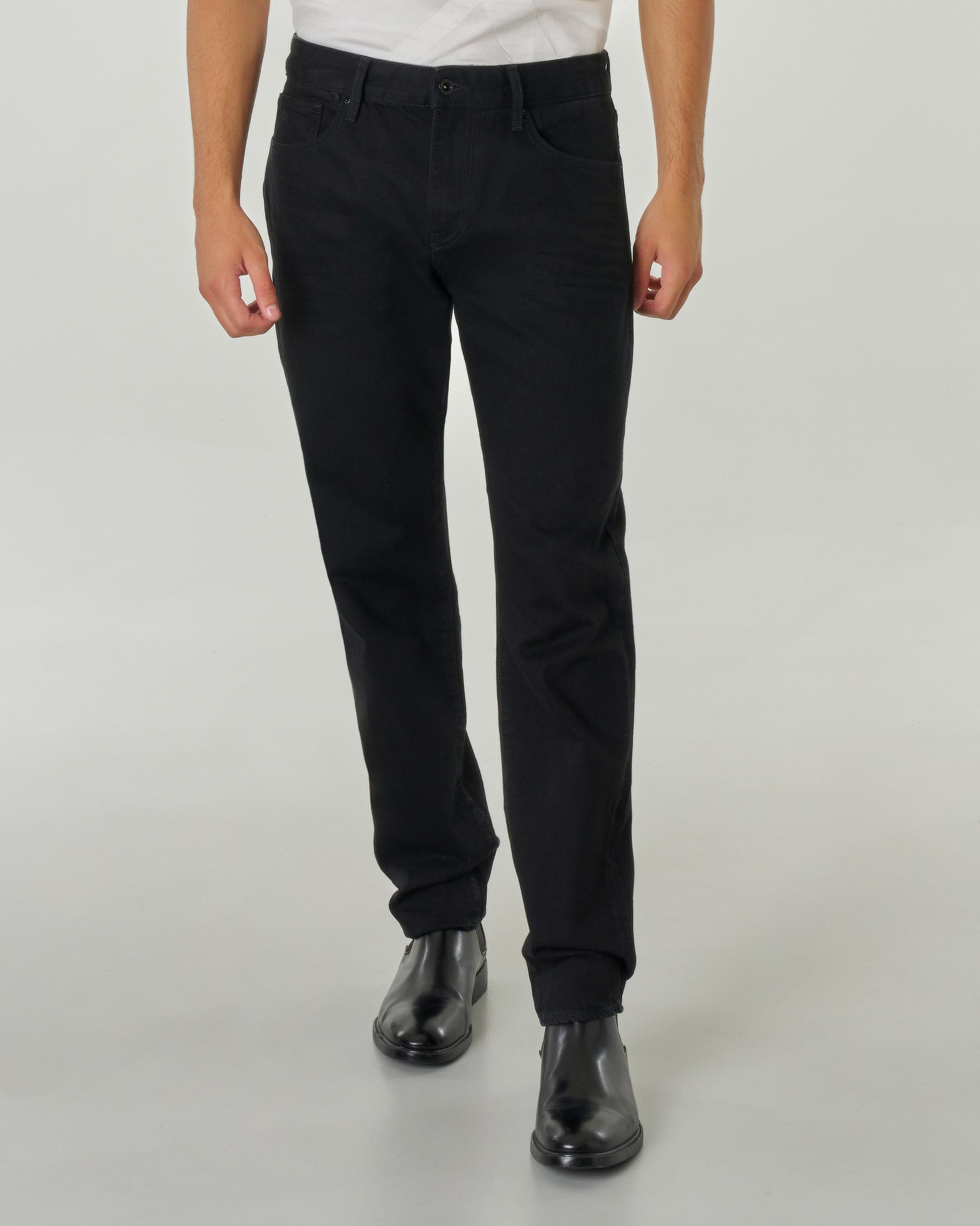 Pantalone nero cinque tasche J13 slim-fit a vita media in cotone