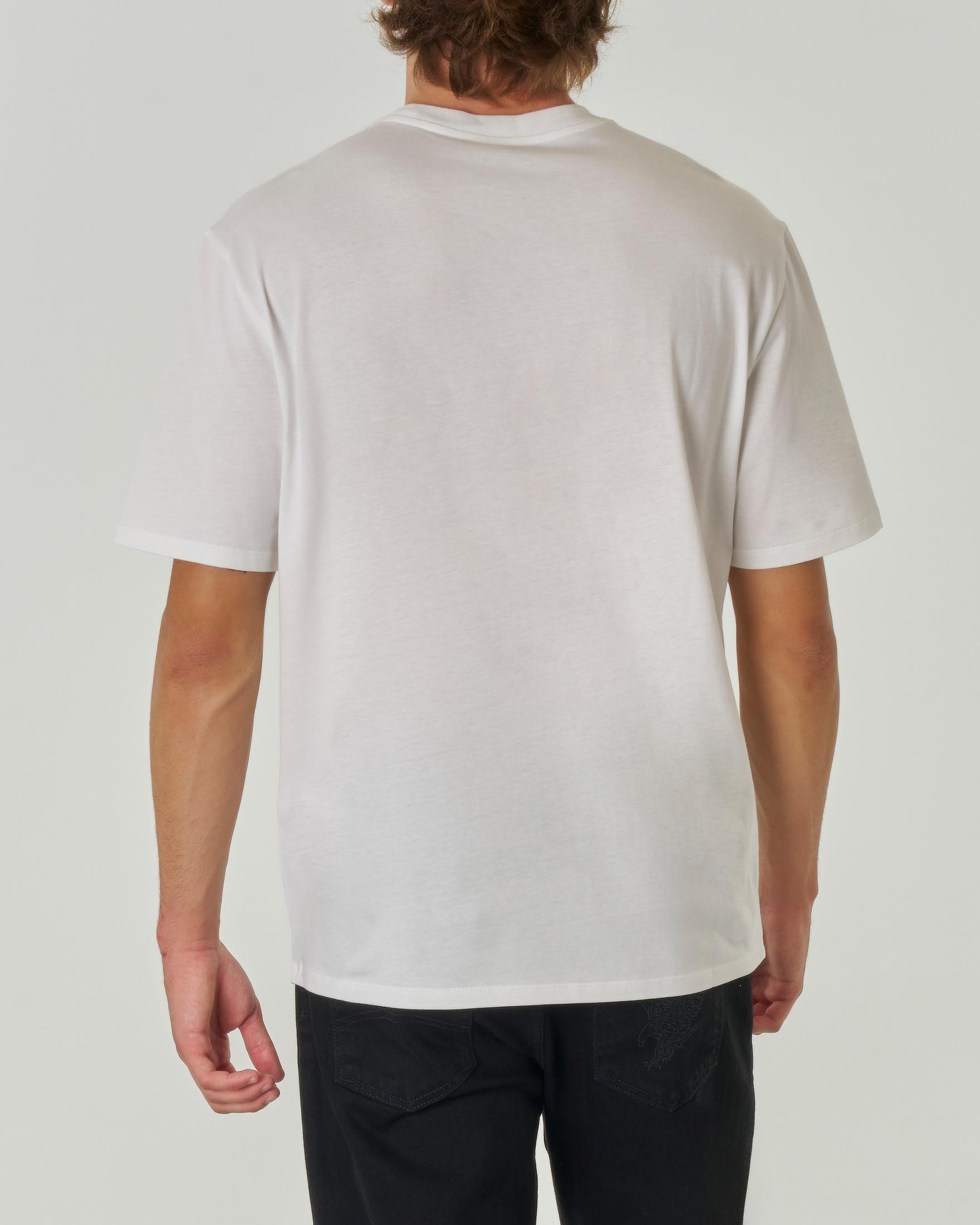 T-shirt bianca mezza manica con maxi logo AX applicato in tono