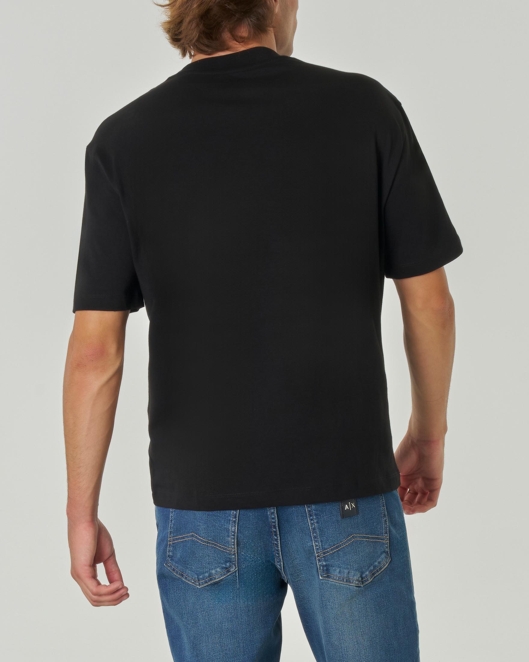 T-shirt blu mezza manica con logo impresso in tono davanti