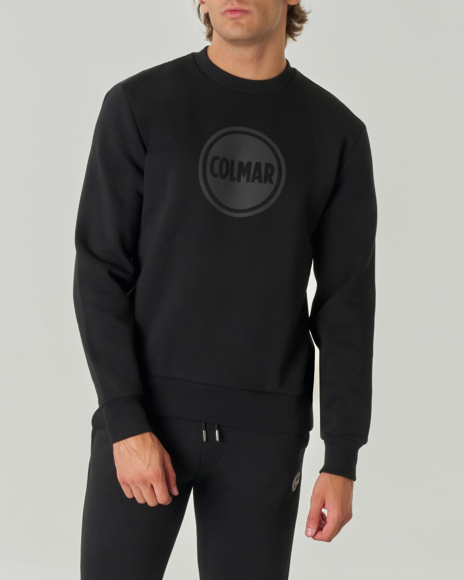 Felpa Originals nera girocollo con logo bollo applicato sul petto