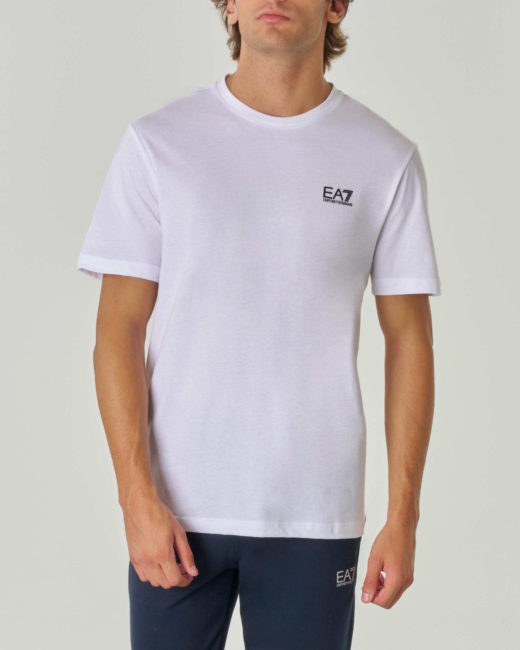 T-shirt bianca mezza manica in puro pima cotton