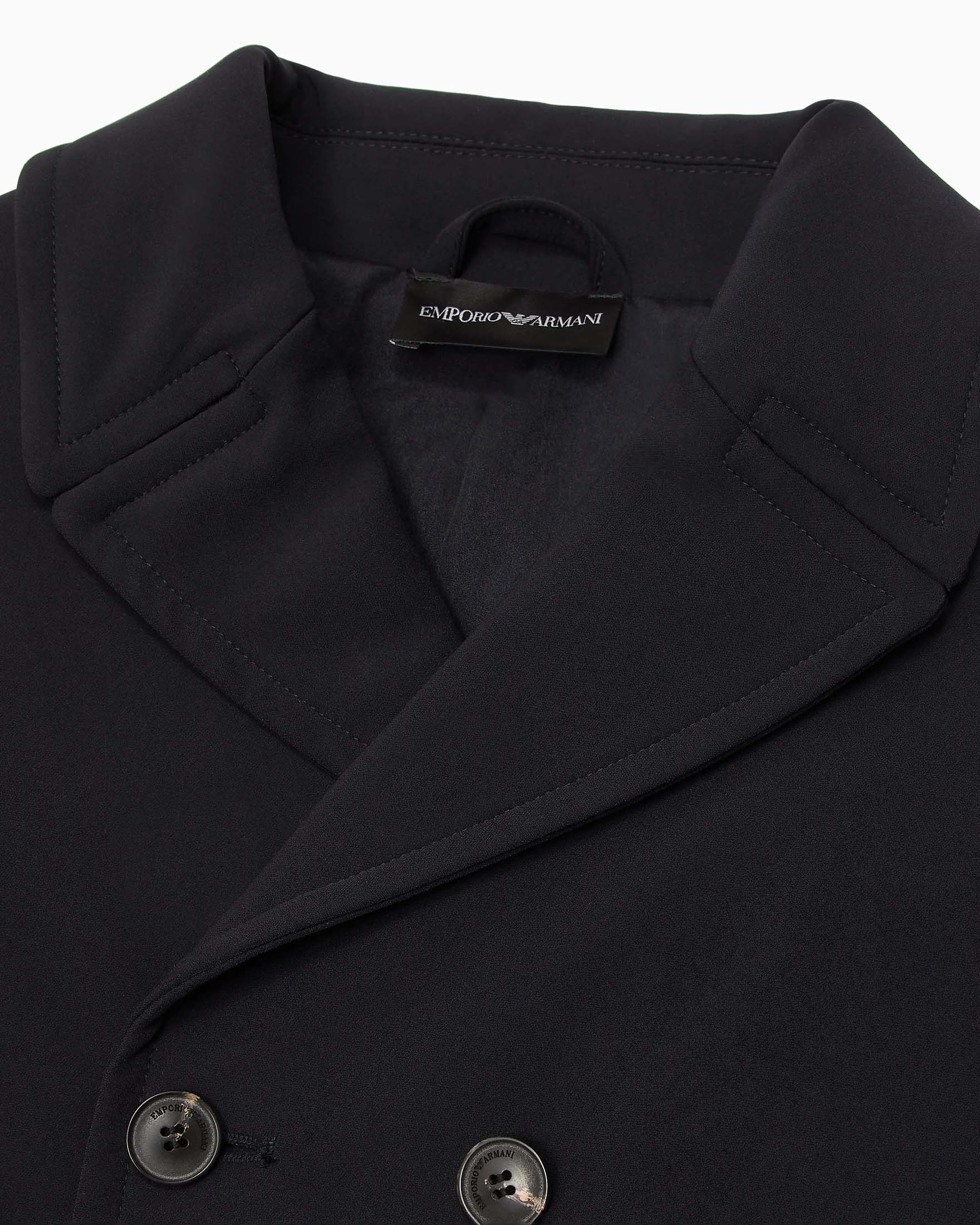Giacca Emporio Armani blu doppiopetto in nylon stretch image