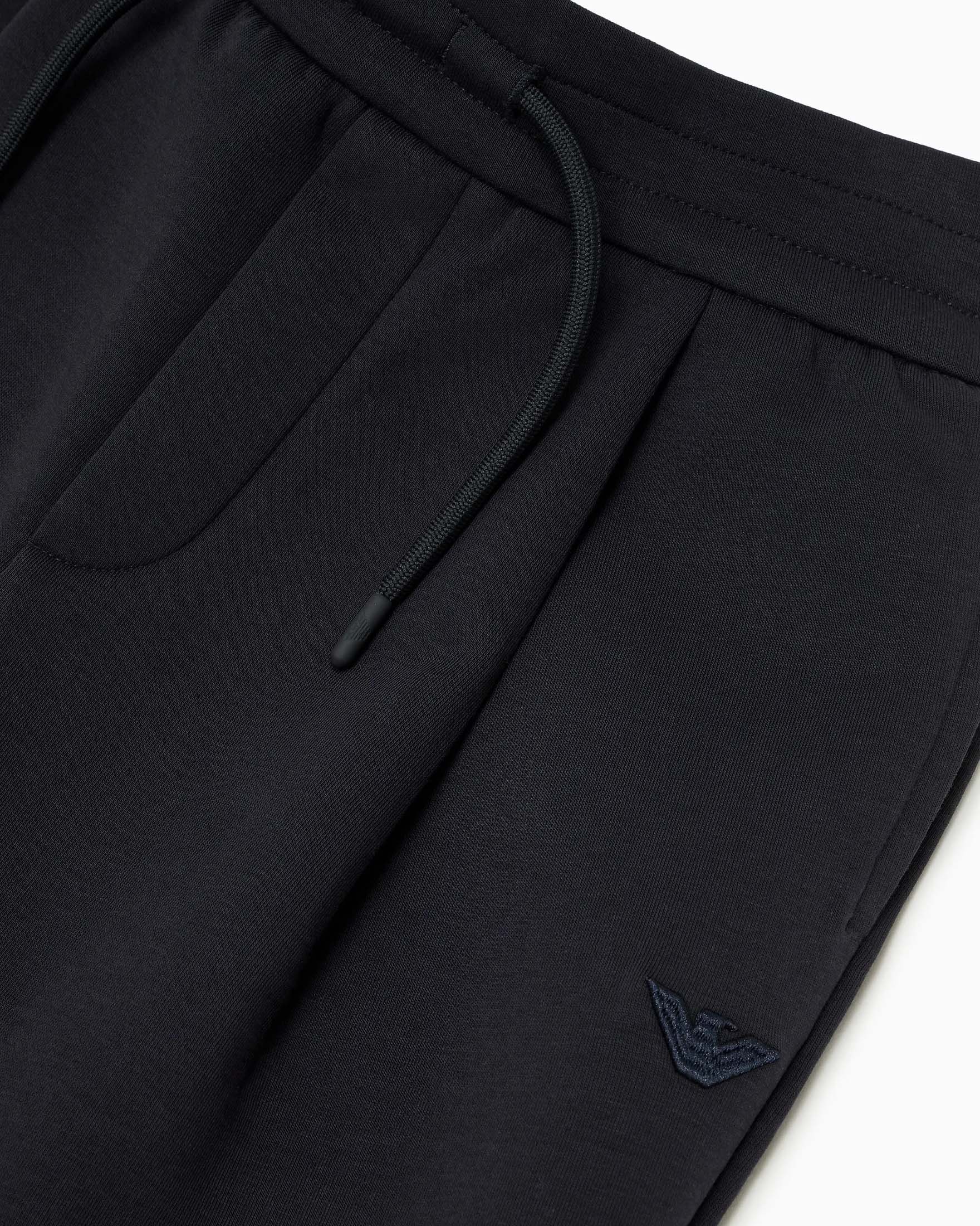 Jogger Emporio Armani blu loose fit in cotone stretch con coulisse image