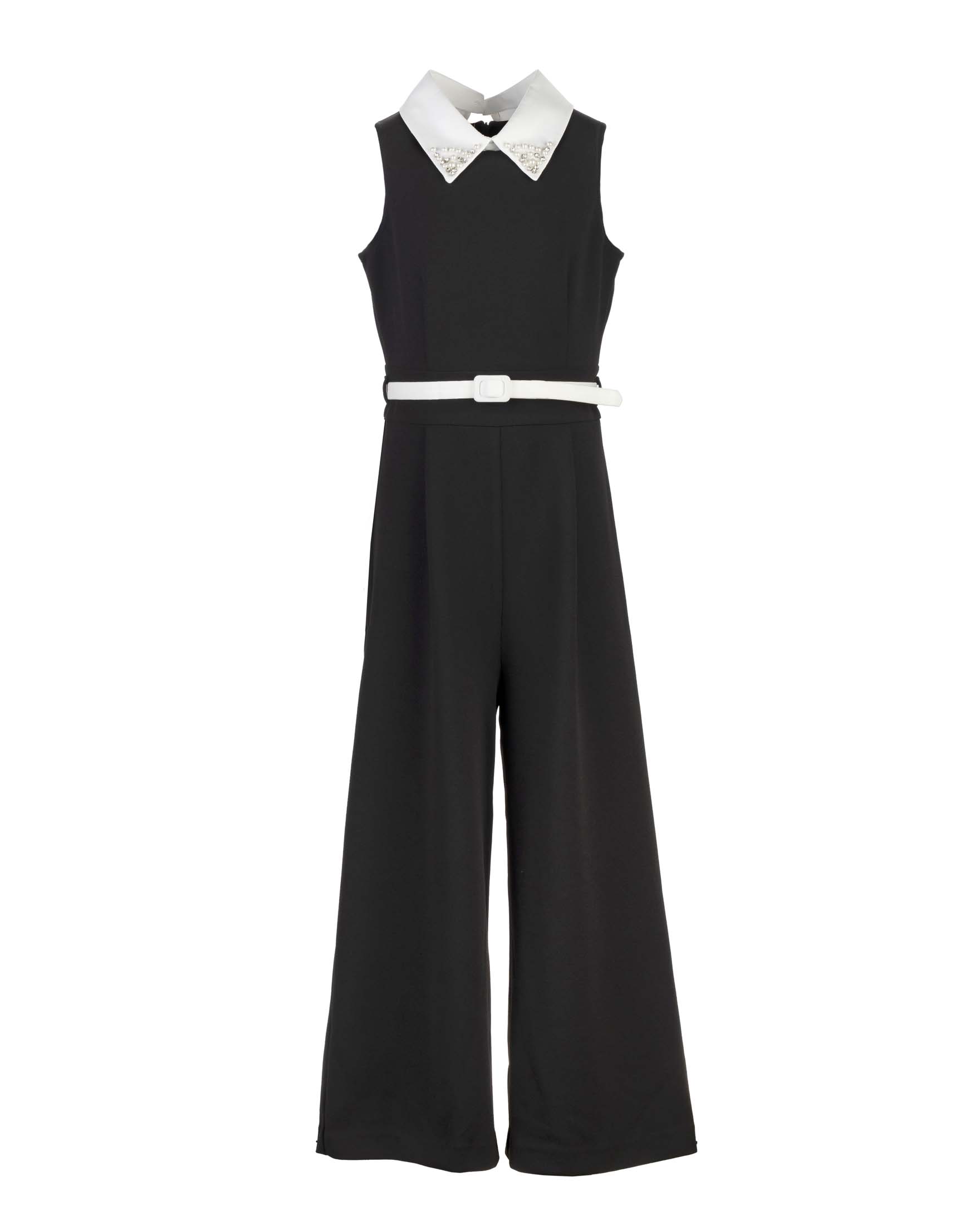 Tuta Elegante Abbigliamento Elsy Ragazza Tuta Elsy Nera In Tessuto