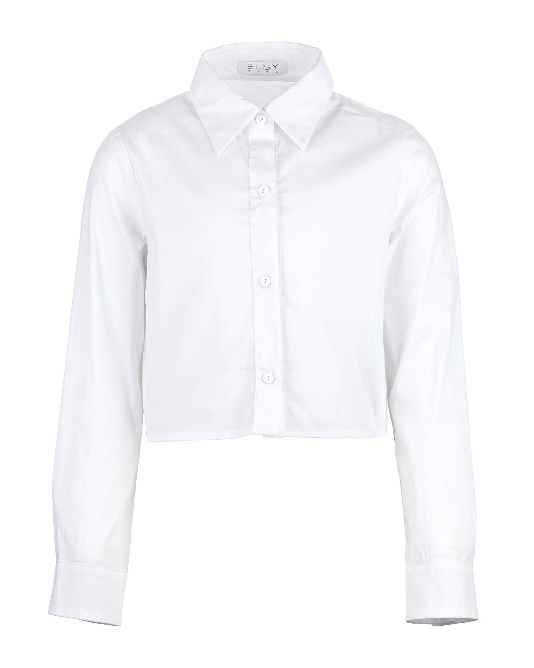 Camicia Elsy bianca cropped in popeline stretch