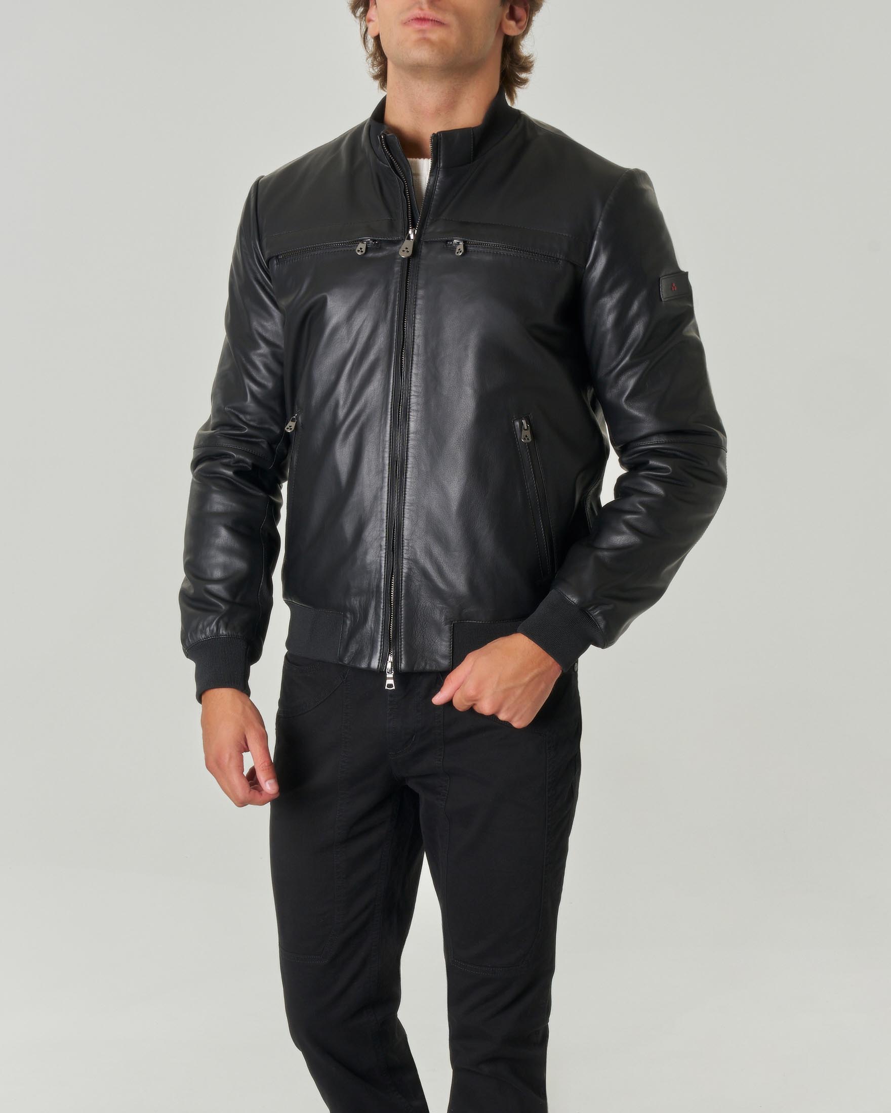 Giacca bomber Sands Peuterey nera in pelle Pellizzari