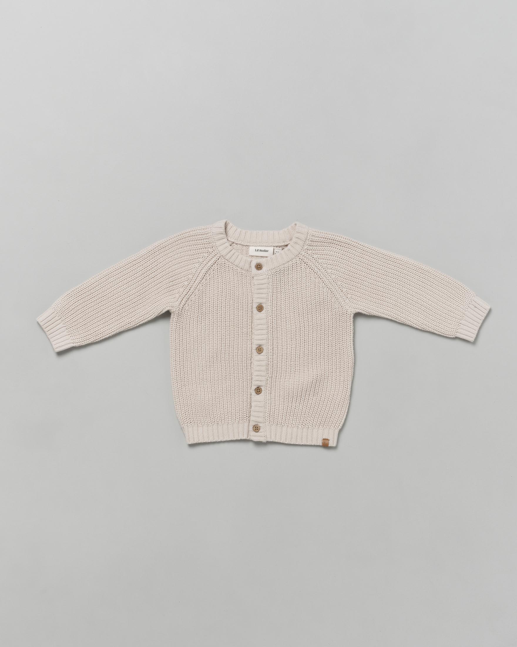 Cardigan beige in cotone tricot