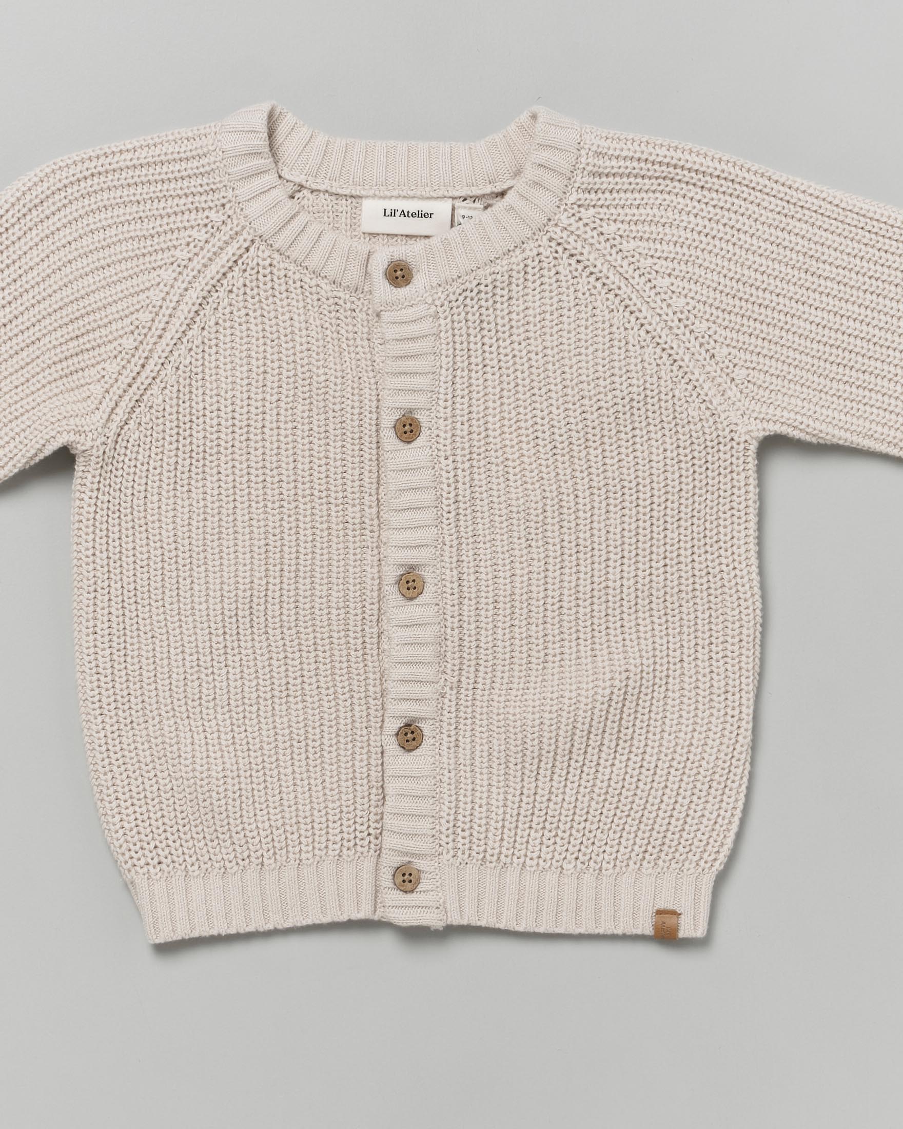Cardigan beige in cotone tricot