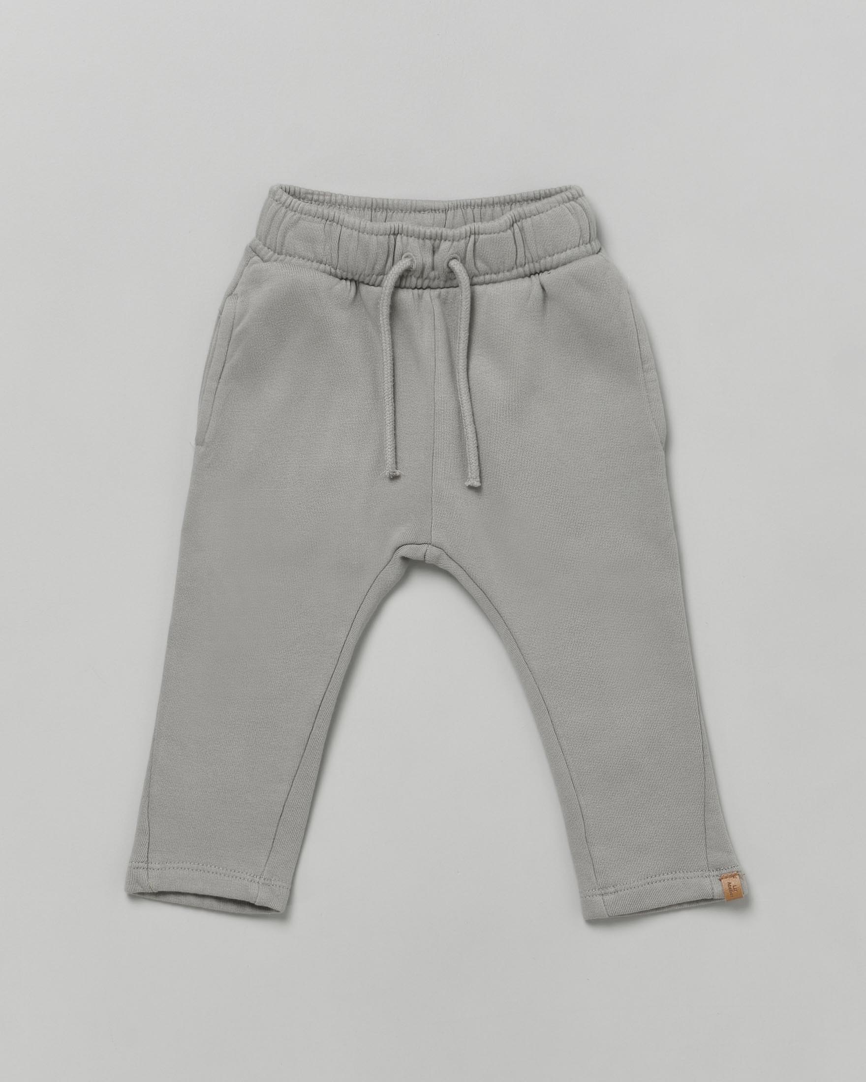 Pantalone salvia in felpa di cotone con coulisse