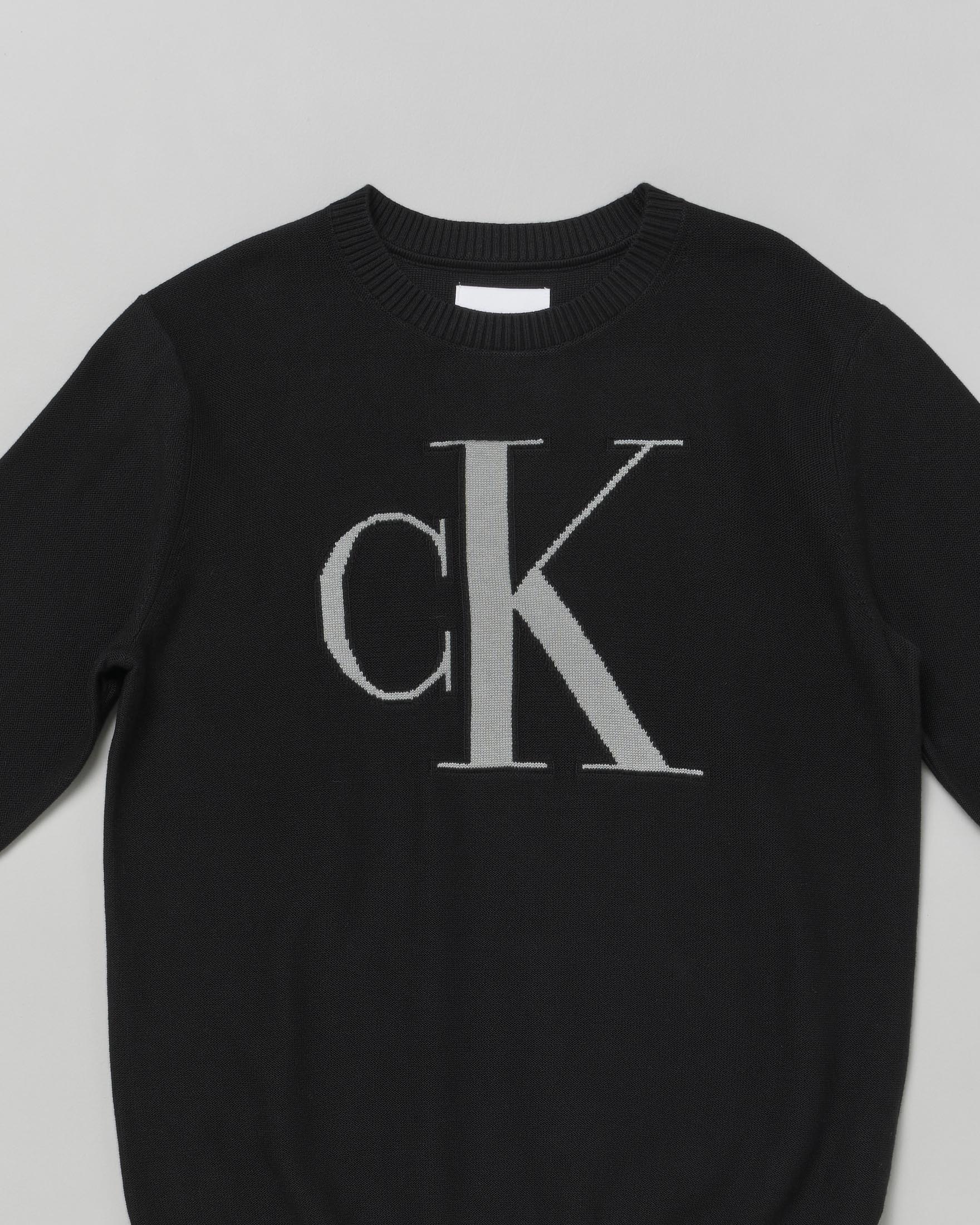 Maglia Calvin Klein nera in cotone con maxi logo salvia image