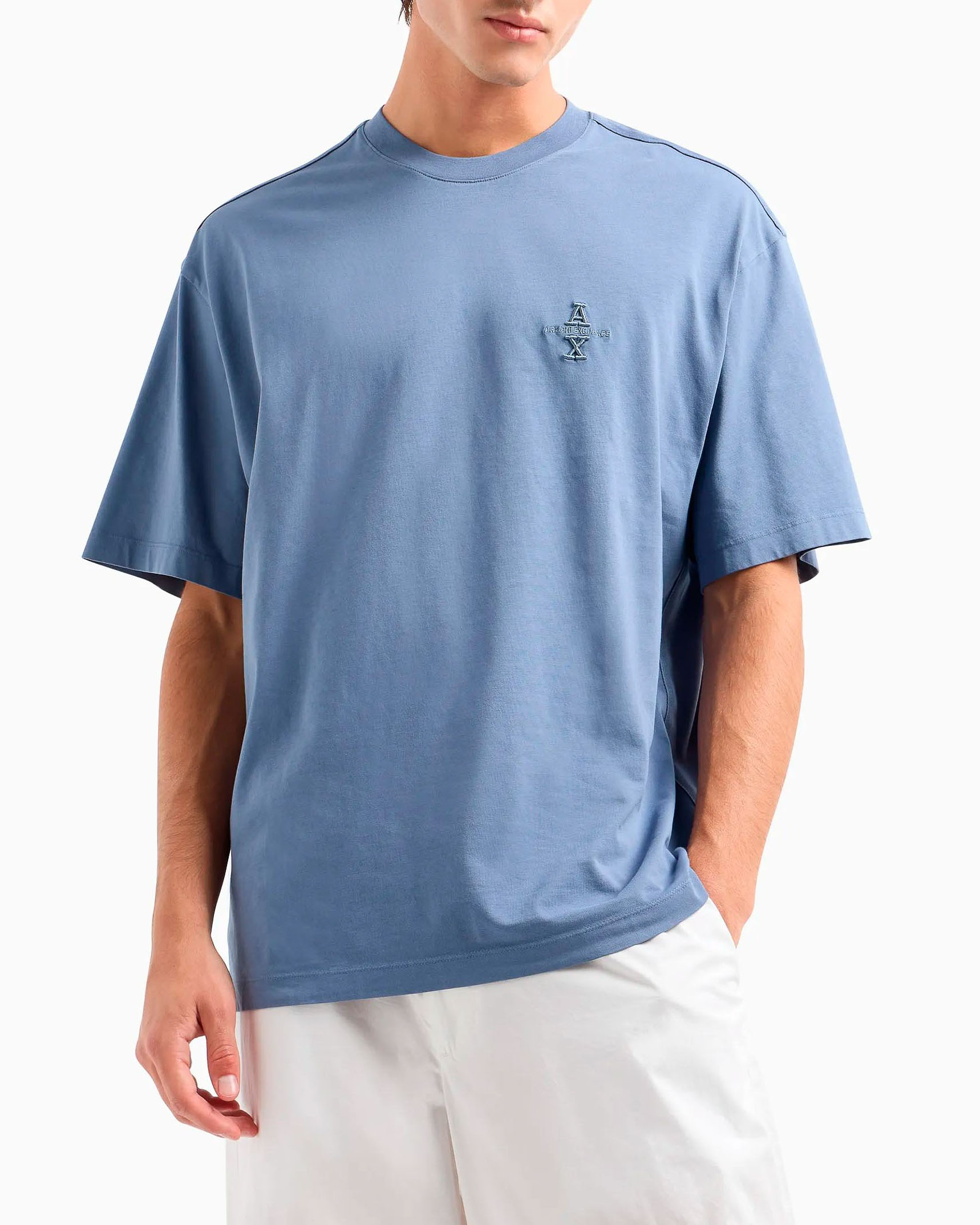 T-shirt avio oversize mezza manica con logo AX ricamato sul petto