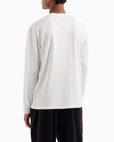 T-shirt bianca manica lunga con logo AX effetto spray image