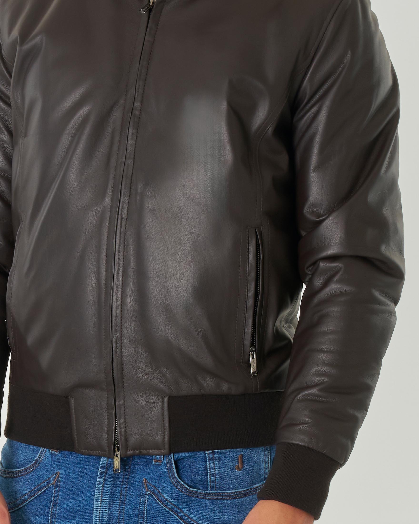 Giacca bomber in vera pelle testa di moro imbottita in Thermore® image