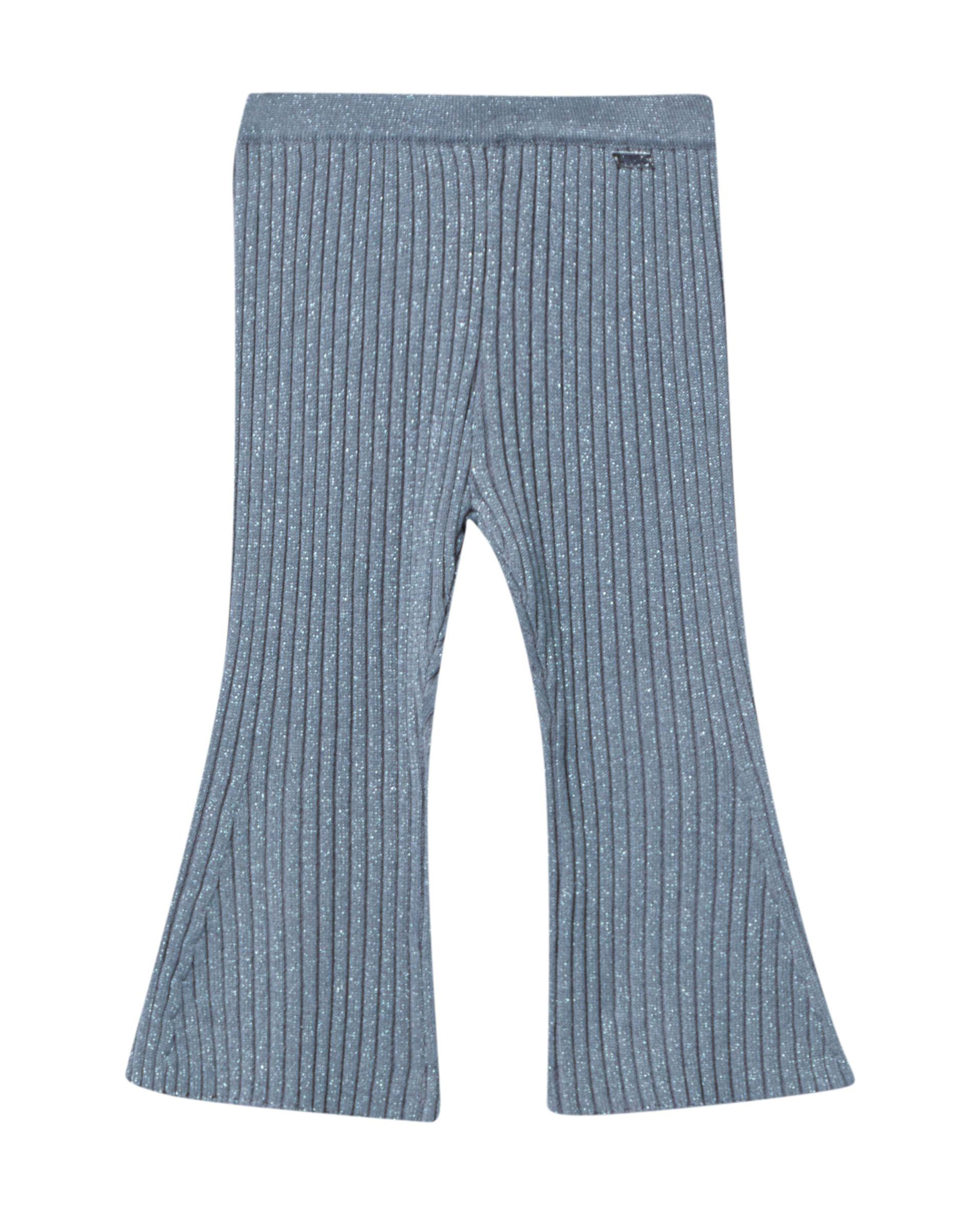 Pantalone Liu Jo flare grigio in misto lana a costine glitterato