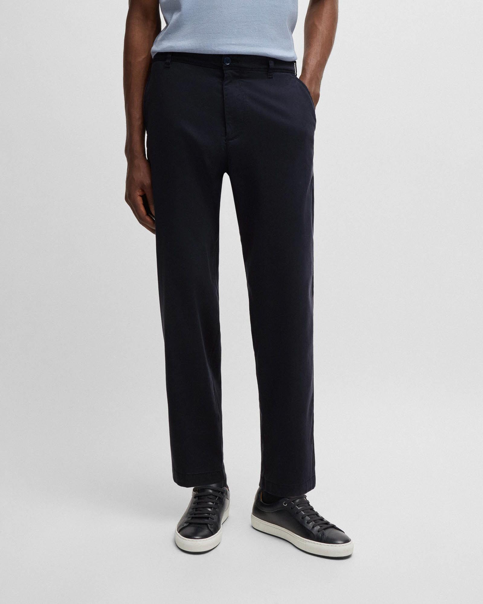 Pantalone chino carrot-fit Perin blu in drill stretch