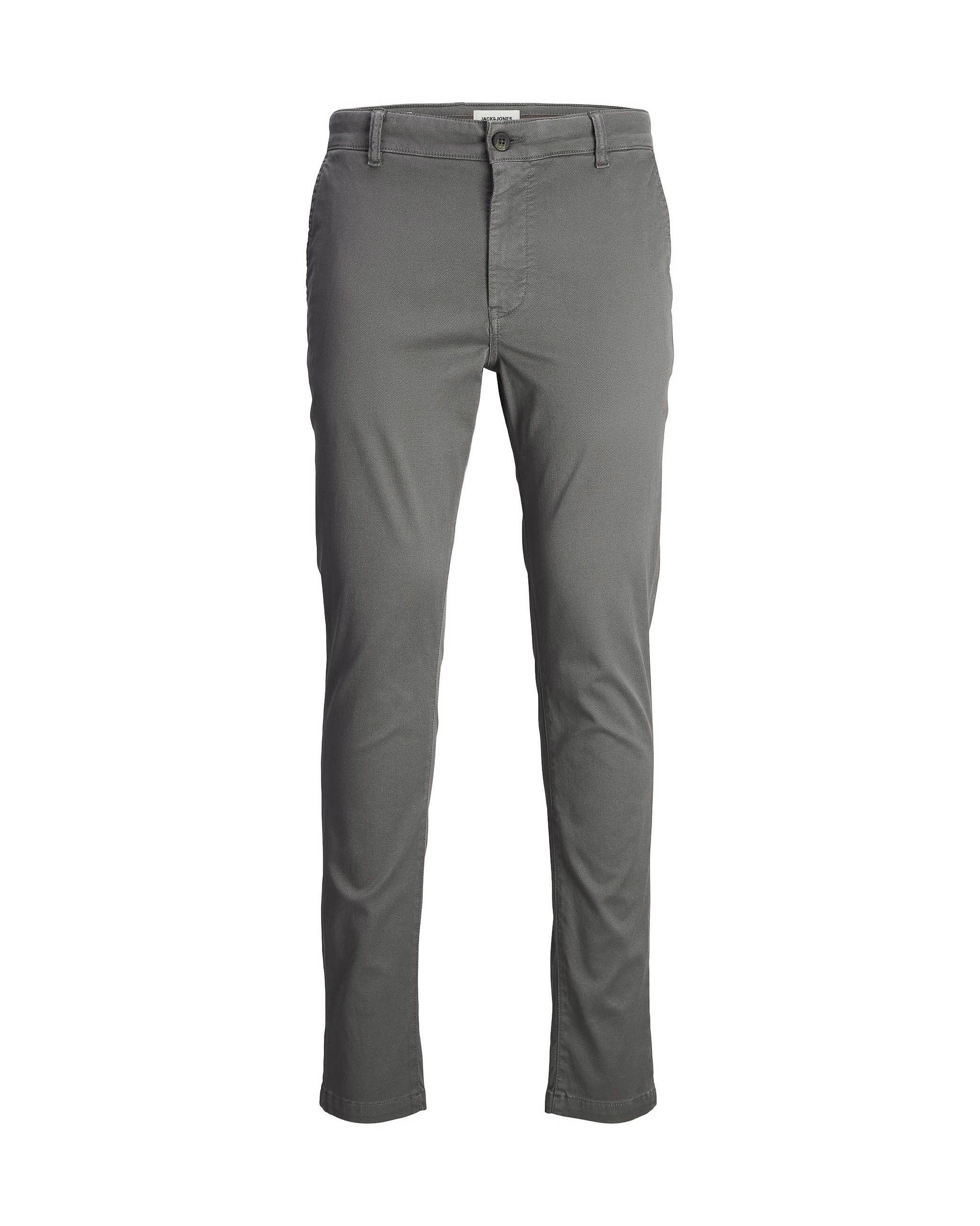 Pantaloni chino grigi tapered-fit in tessuto armaturato di cotone stretch