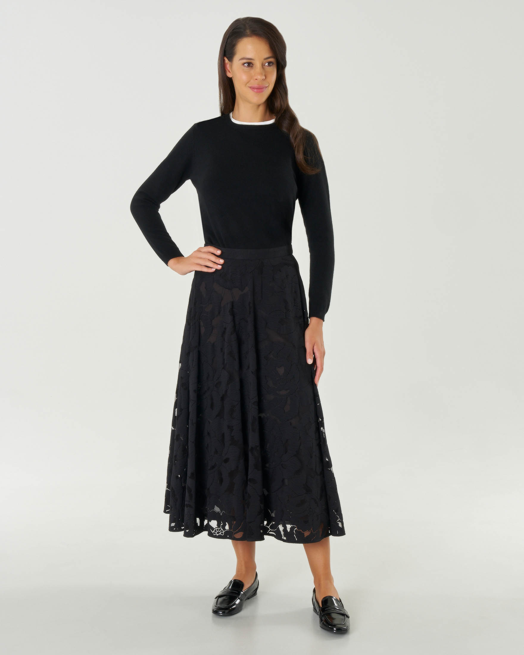Gonna pizzo nera hot sale