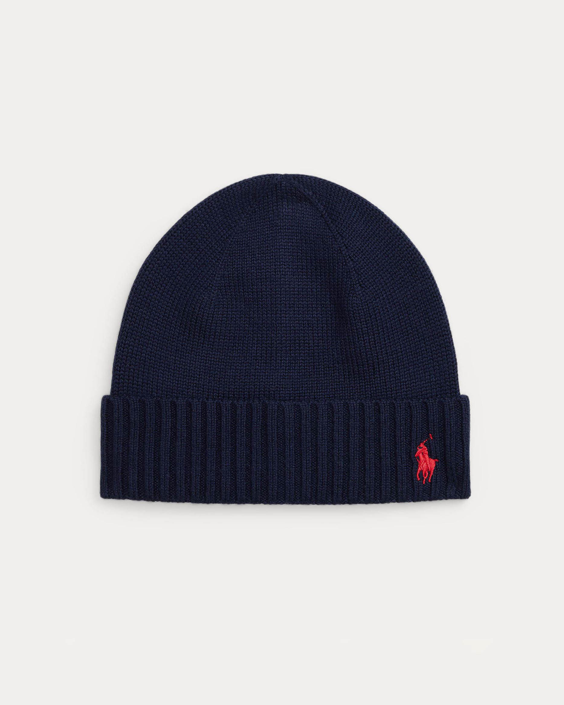 Berretto blu Polo Ralph Lauren in lana con logo pony rosso