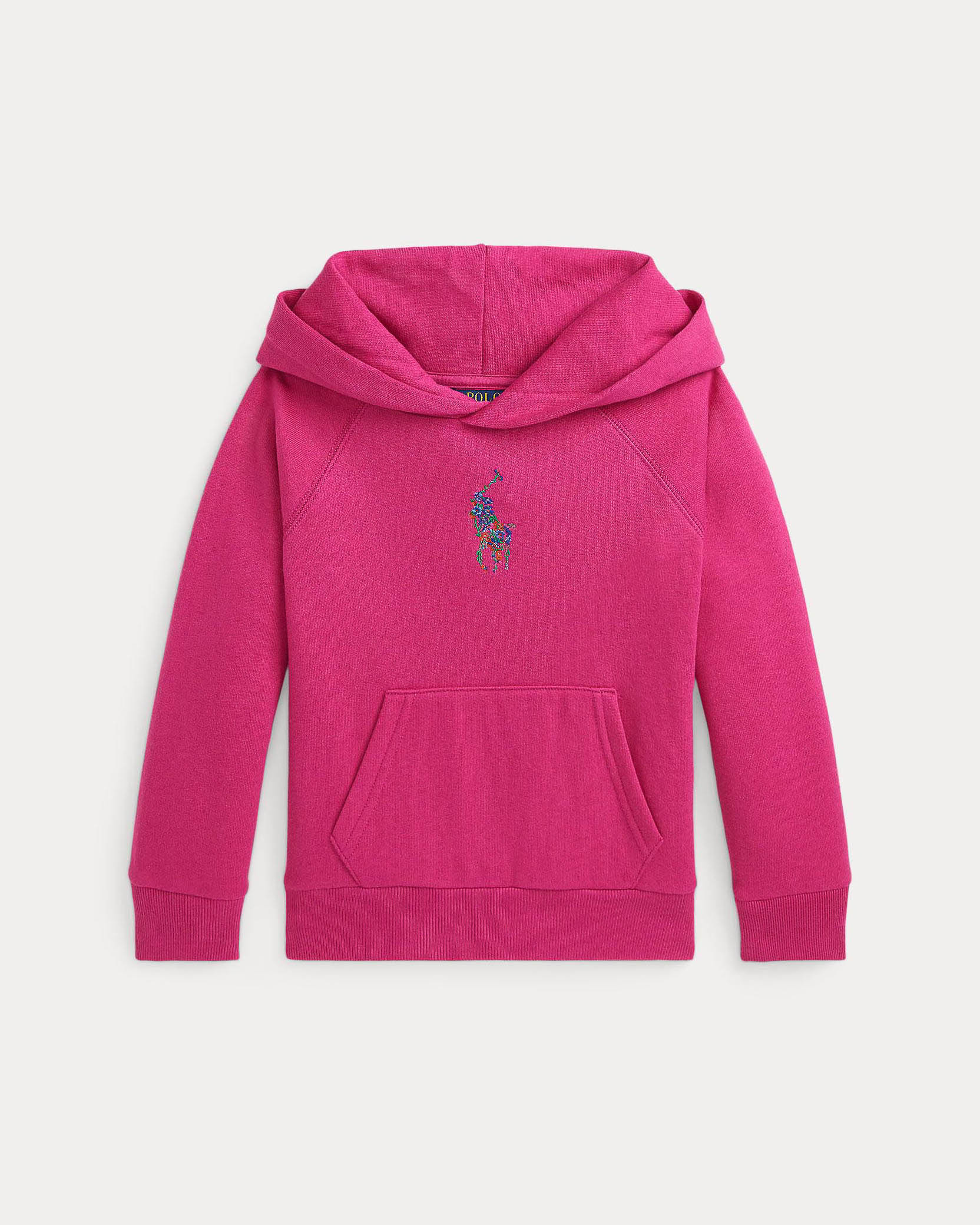 Felpa fucsia Polo Ralph Lauren in misto cotone con cappuccio e logo multicolor