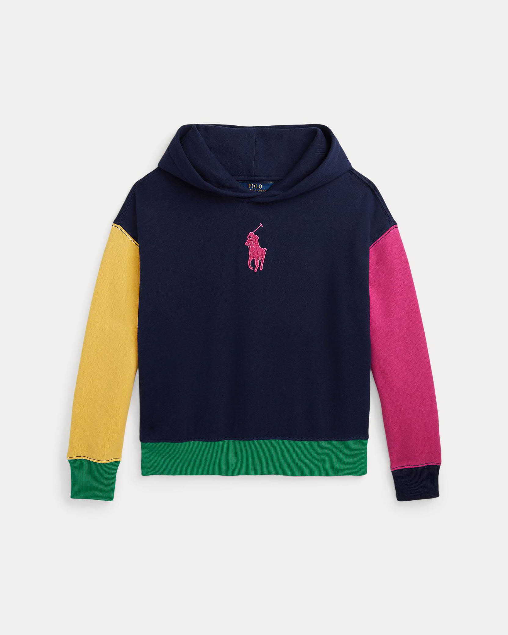 Felpa relaxed multicolor in misto cotone con cappuccio