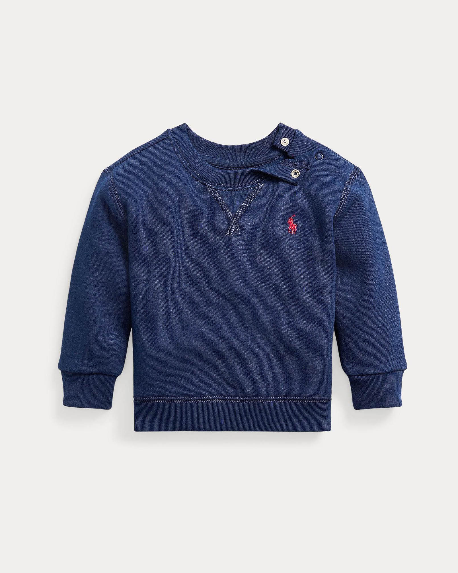 Felpa Polo Ralph Lauren blu in misto cotone con logo pony rosso