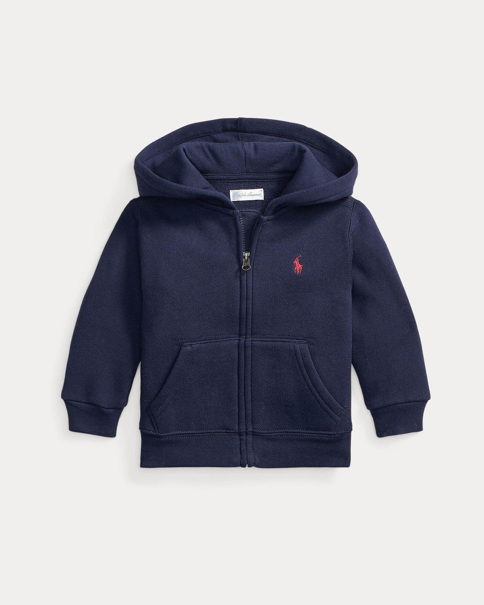 Felpa blu Polo in misto cotone con zip e cappuccio