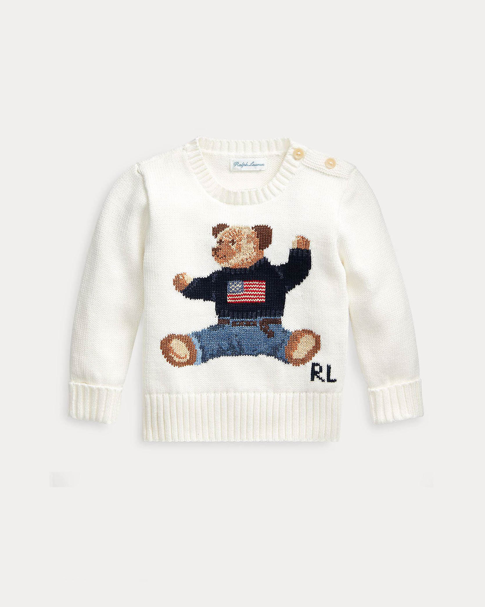 Maglia bianca Polo in cotone con orsetto ricamato