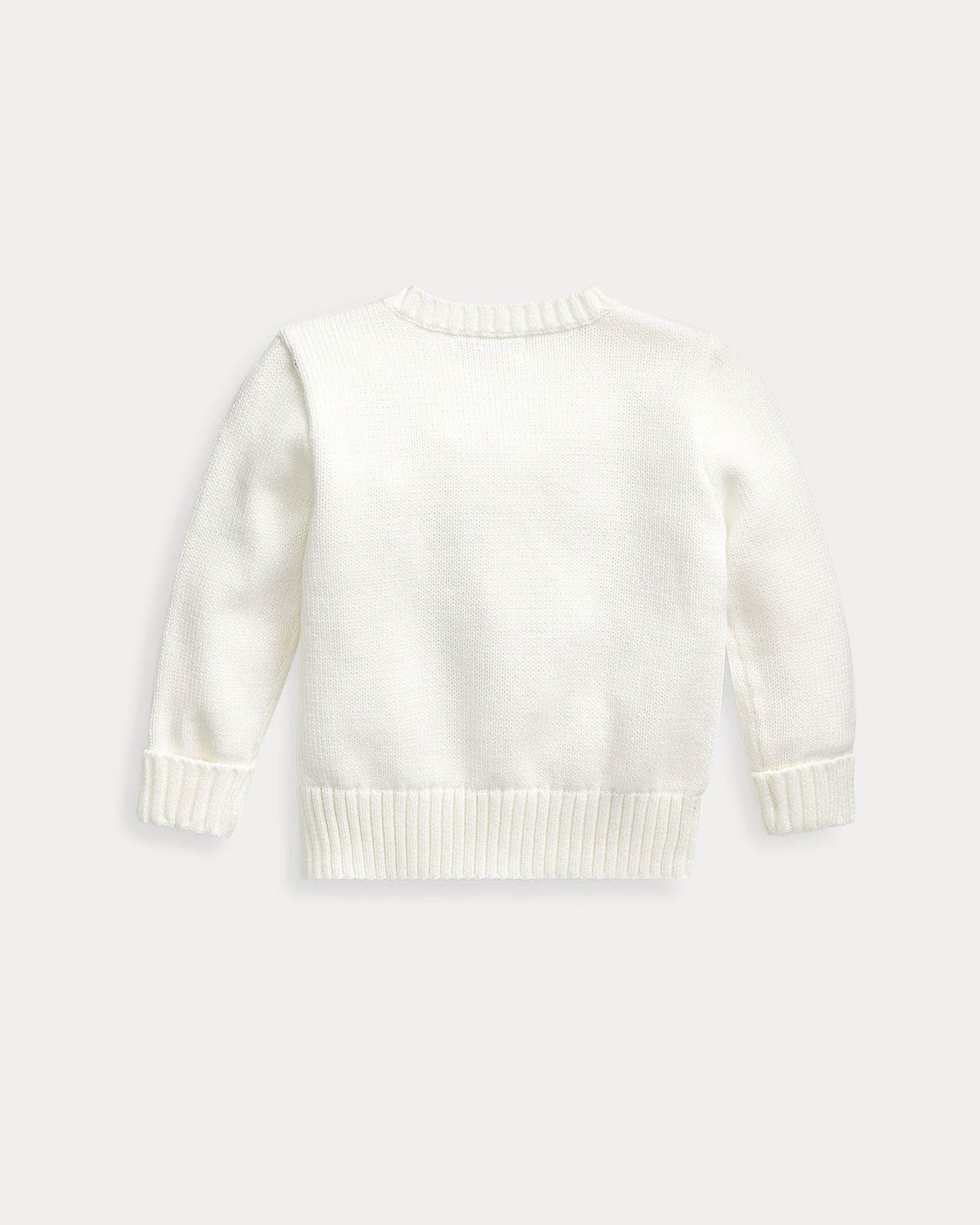Maglia bianca Polo Ralph Lauren in cotone con orsetto ricamato image
