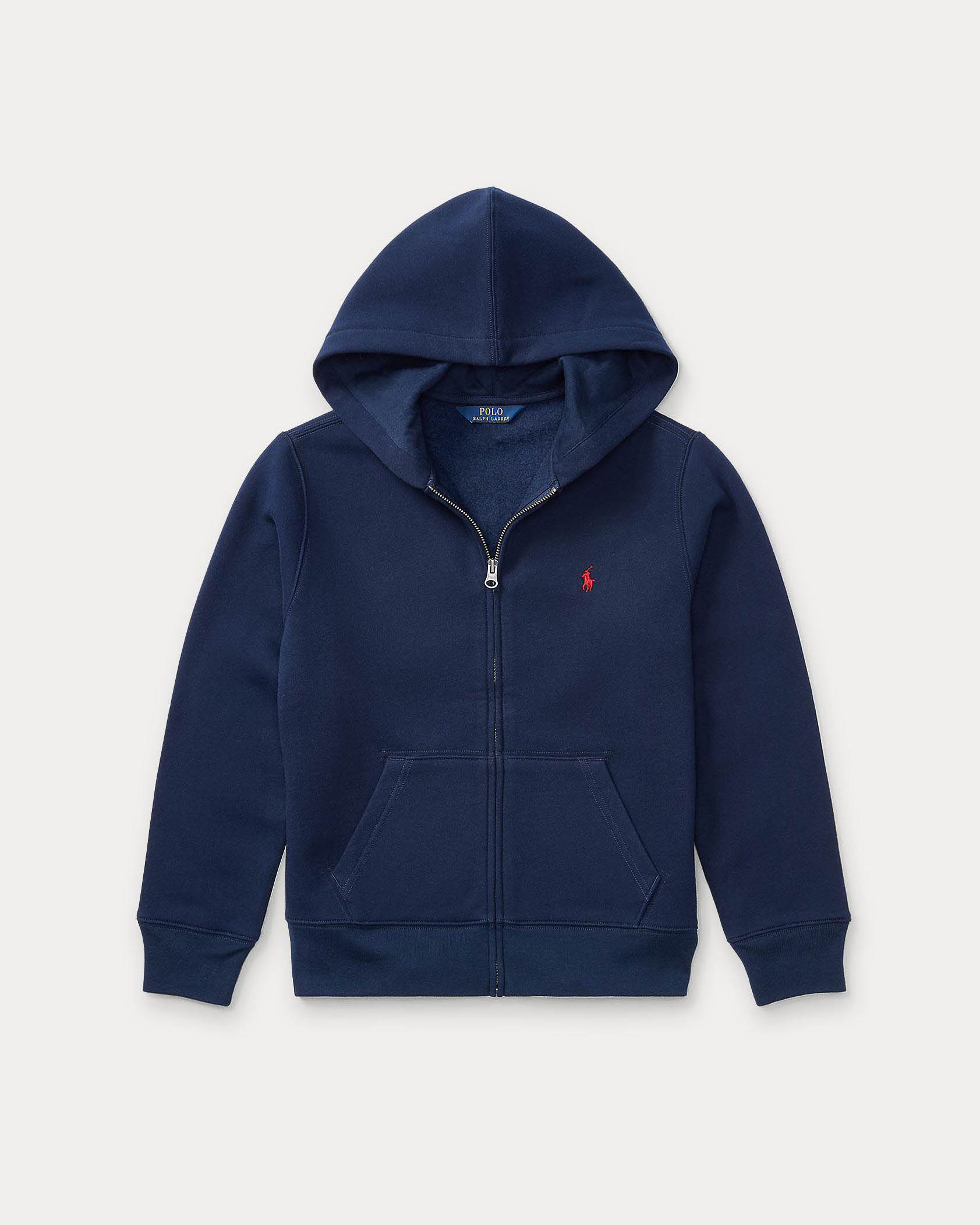 Felpa blu in misto cotone con zip e cappuccio