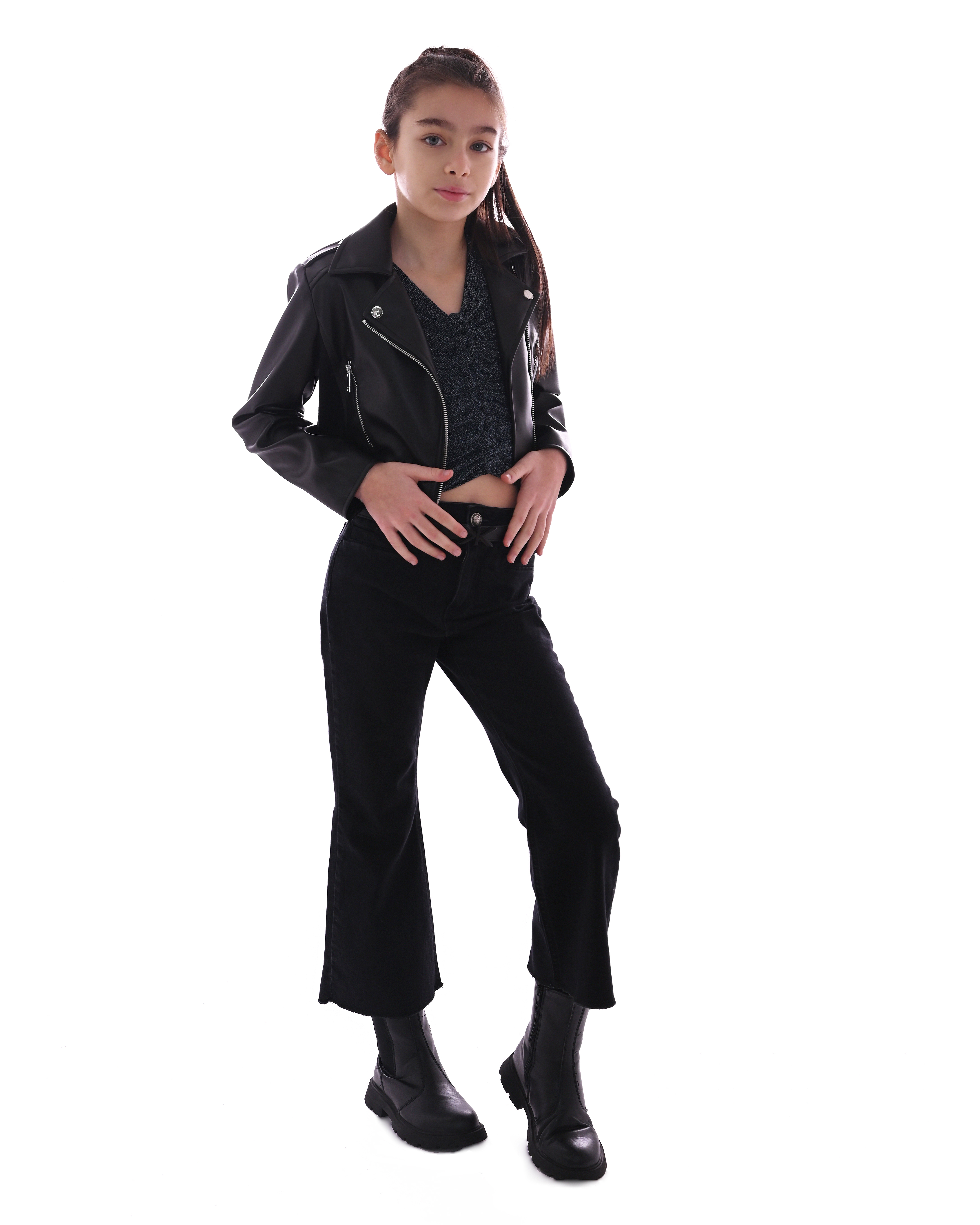 Chiodo nero Kocca cropped in ecopelle image