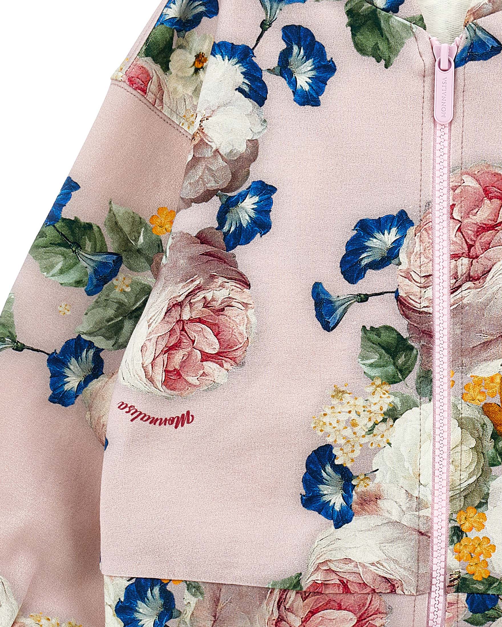 Felpa Monnalisa a bomber rosa in cotone stretch a fantasia floreale multicolor image