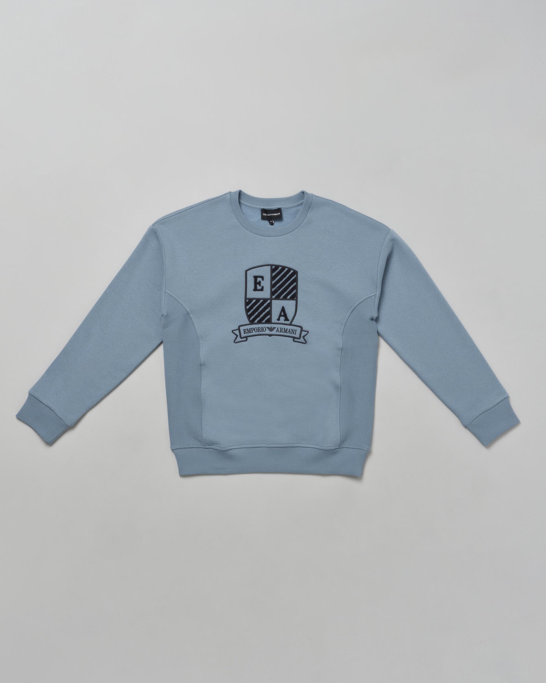 Felpa avio in misto cotone con ricamo logo college