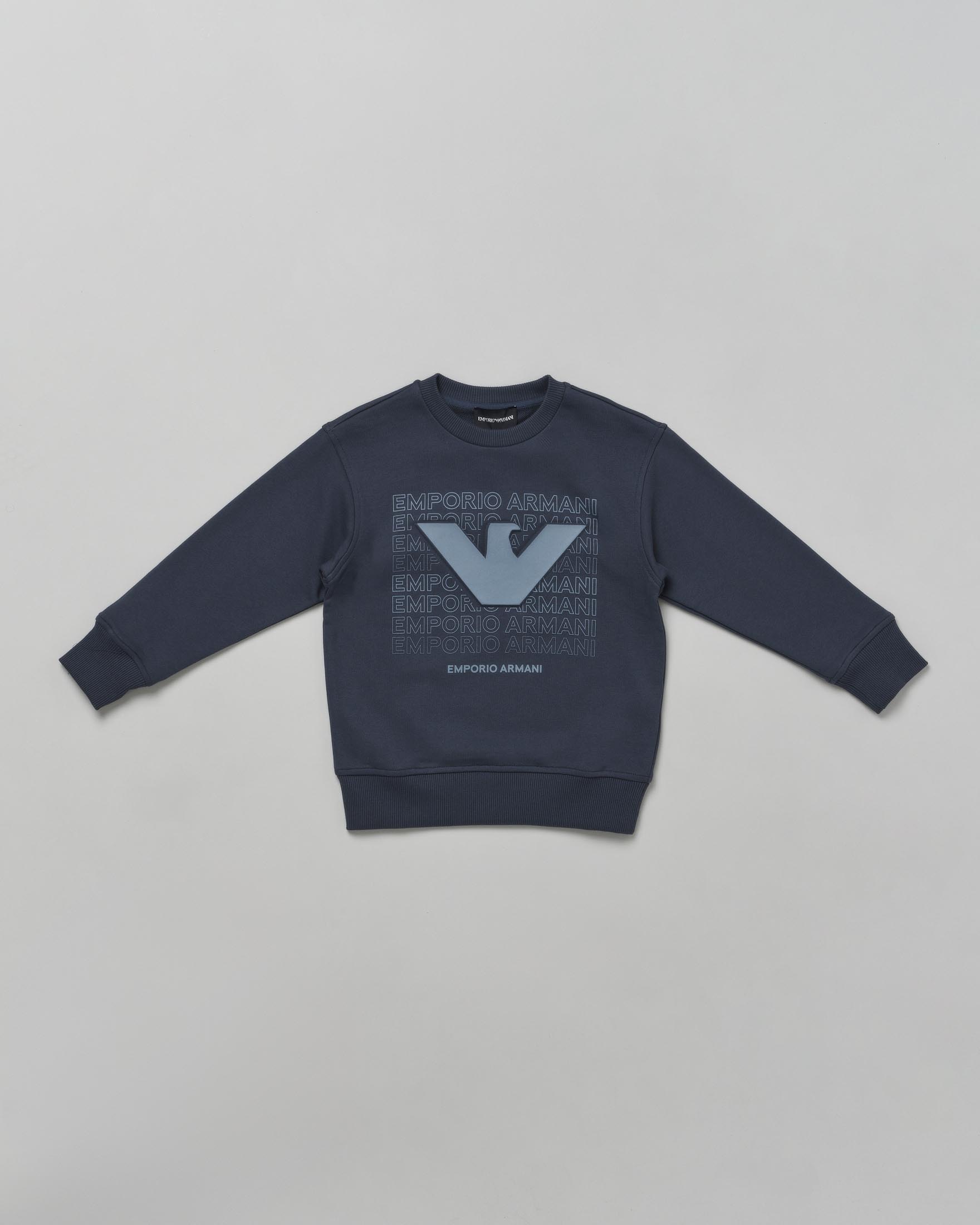 Felpa blu in cotone con stampa scritta logo aquila avio