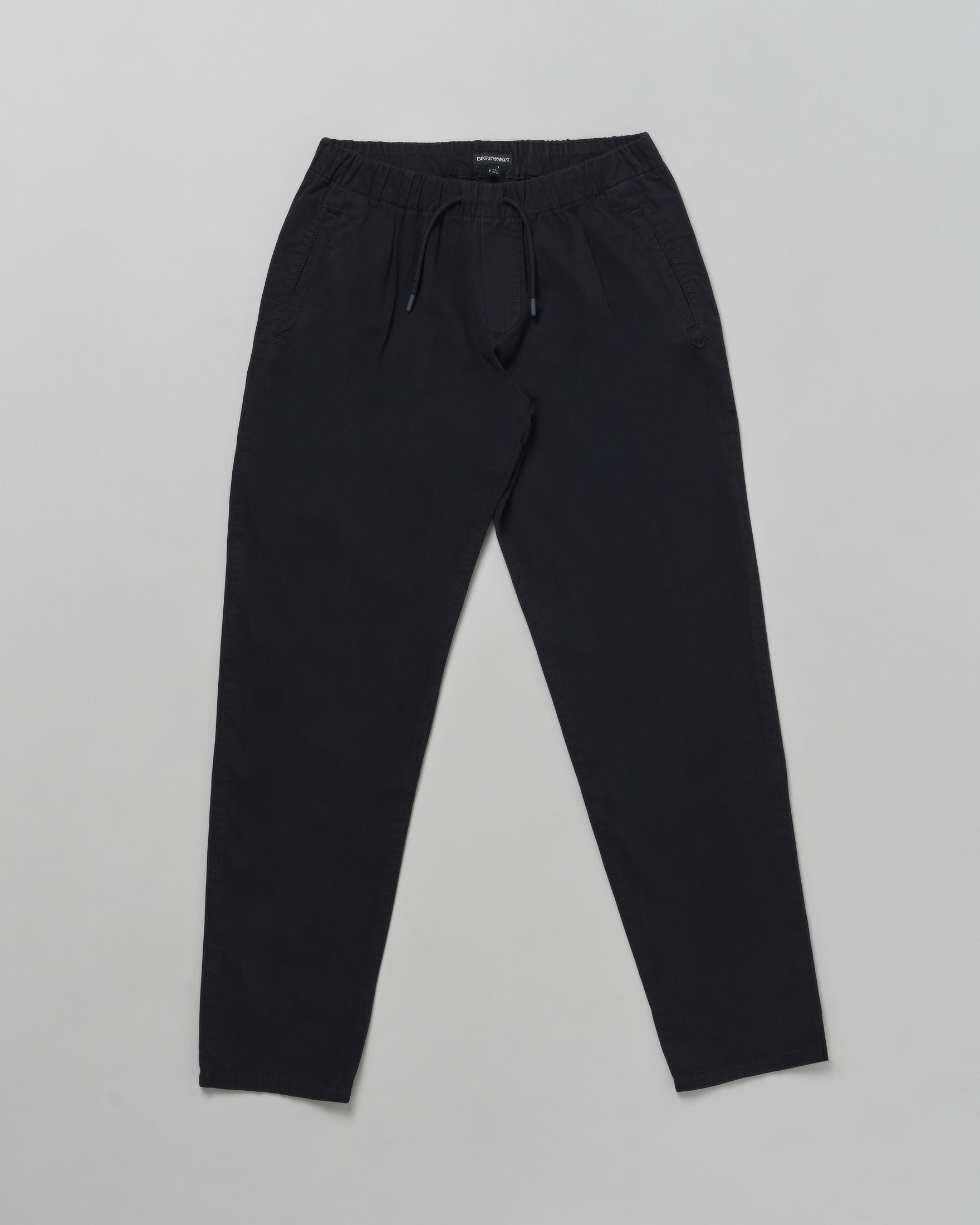 Pantaloni carrot fit blu in cotone con coulisse