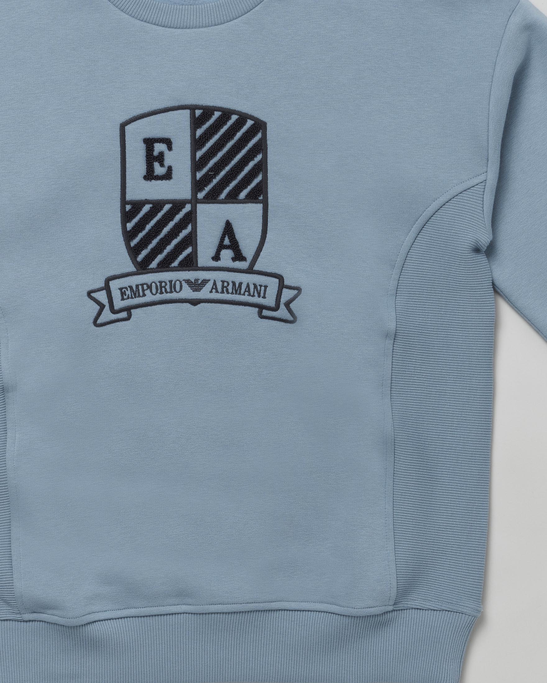 Felpa Emporio Armani avio in misto cotone con ricamo logo college image