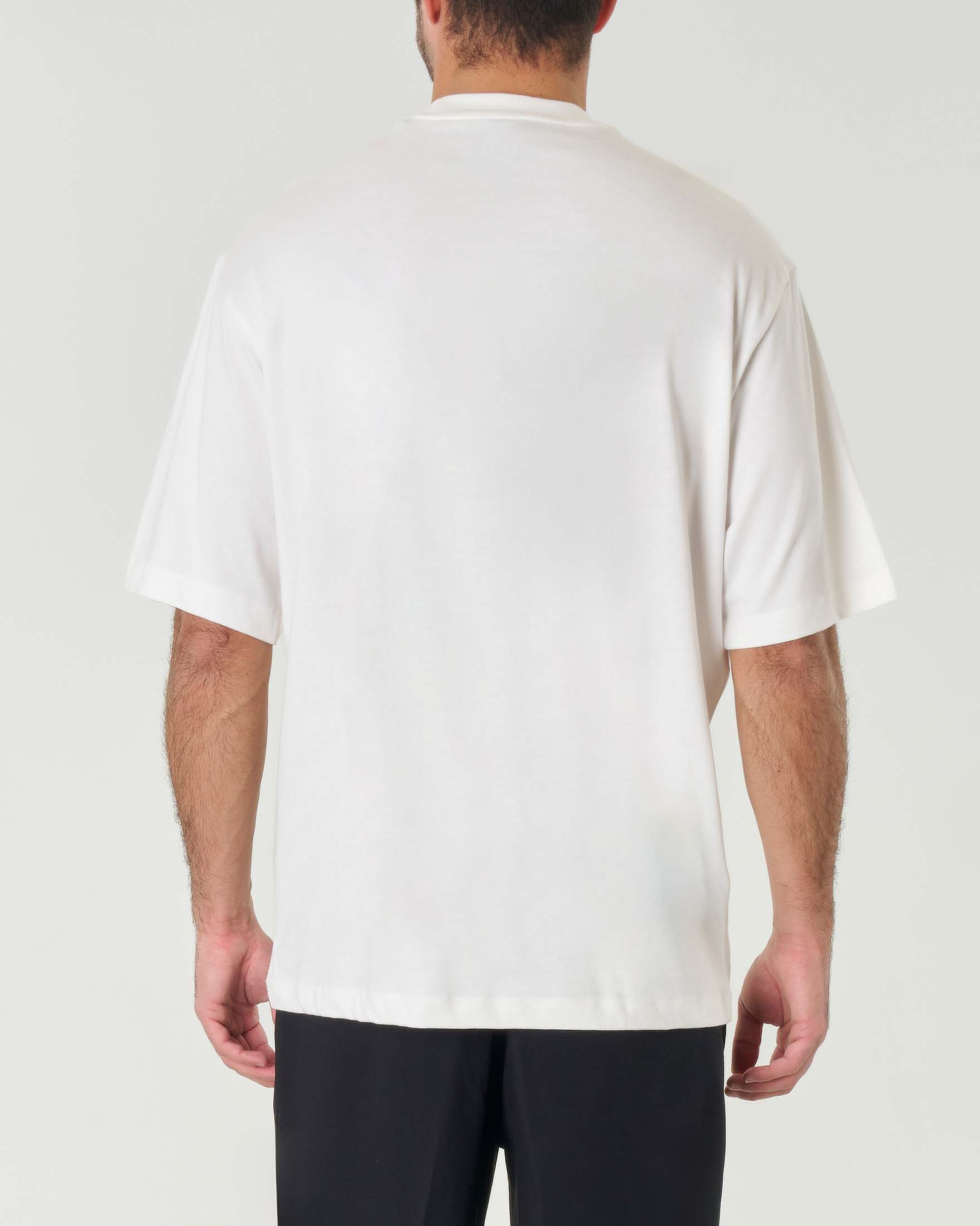T-shirt bianca vestibilità oversize in puro cotone con logo