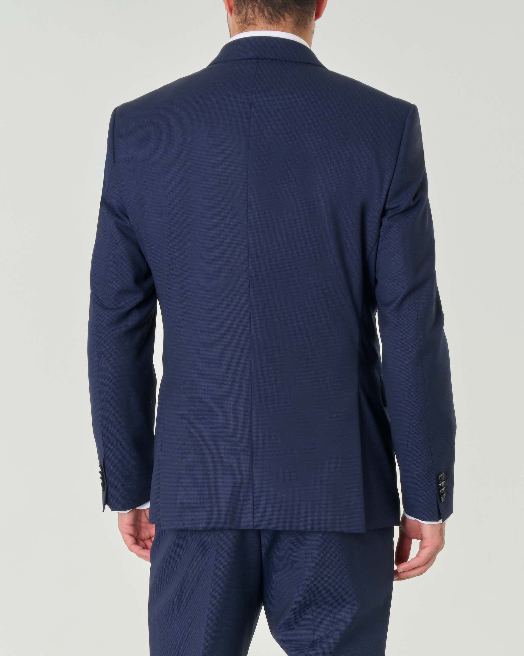 Abito Huge slim-fit blu in tessuto armaturato di lana stretch con gilet