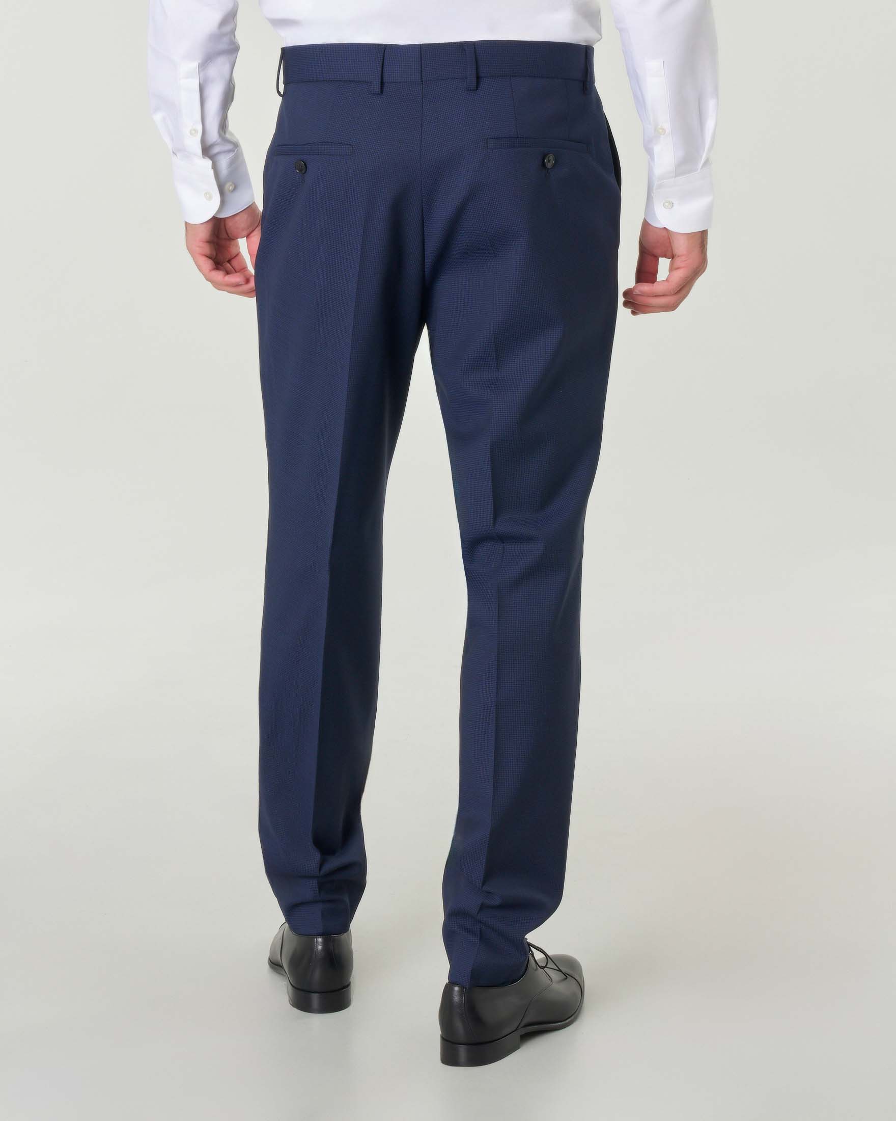 Abito Huge slim-fit blu in tessuto armaturato di lana stretch con gilet