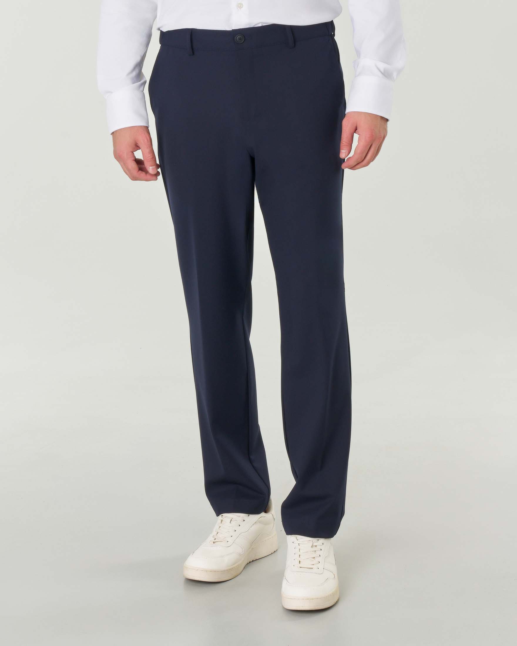 Pantaloni blu Genius slim-fit in tessuto tecnico di misto viscosa stretch