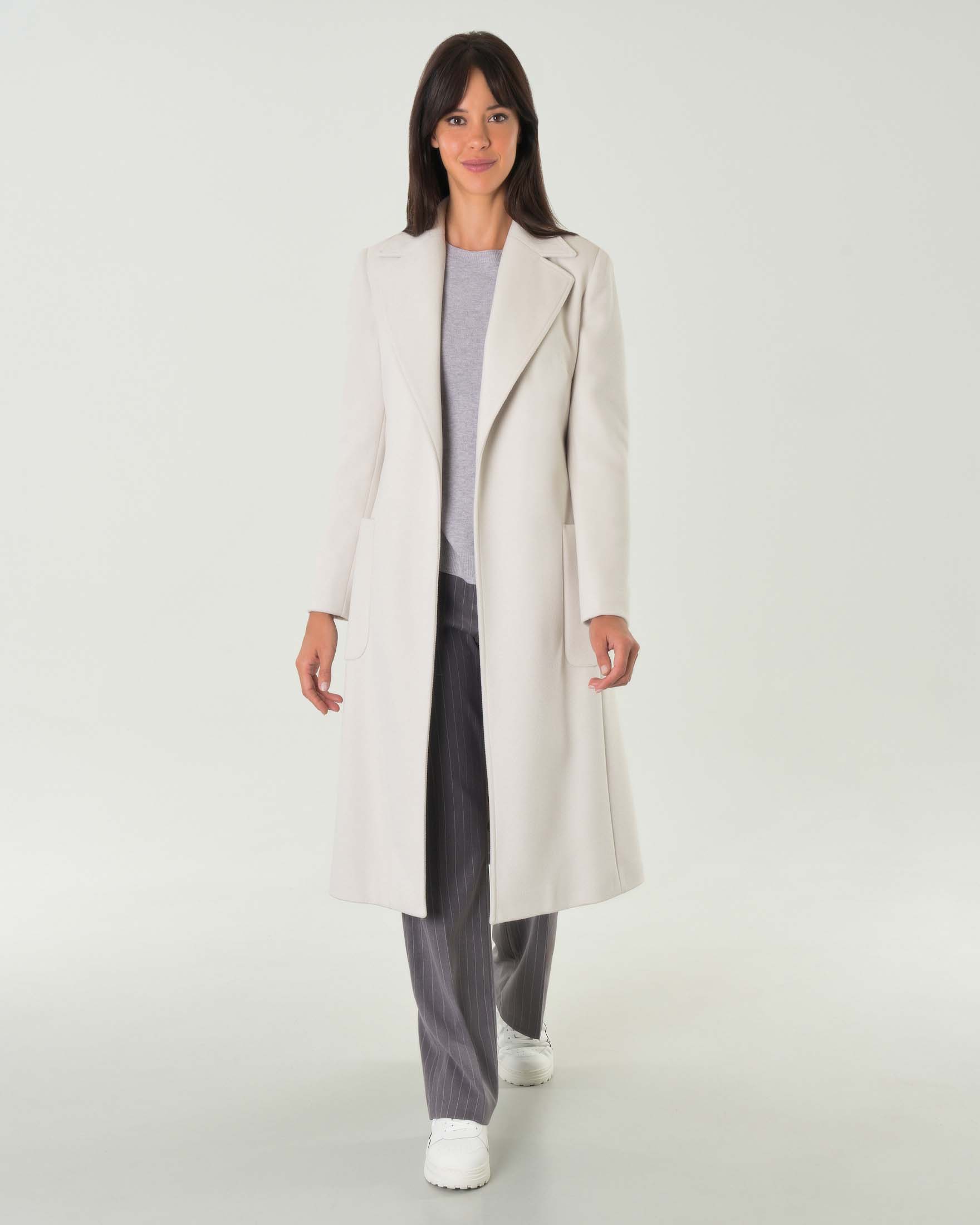 Cappotto Lungo Cappotto Vestaglia Lana Cappotto Color Panna A