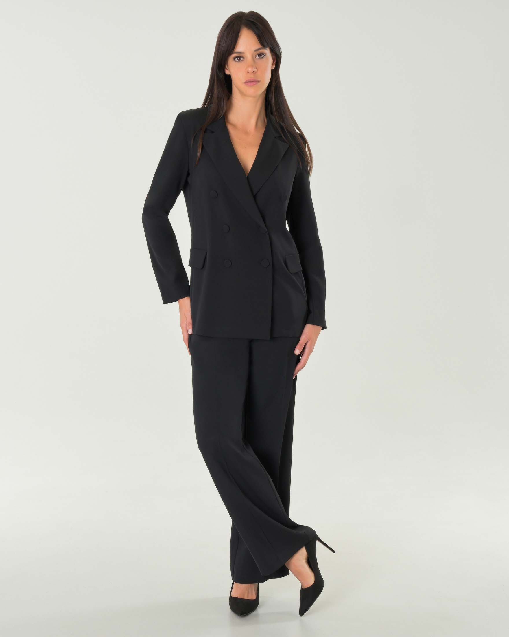 Giacca nera doppiopetto Hlo! in cady con scollo a rever