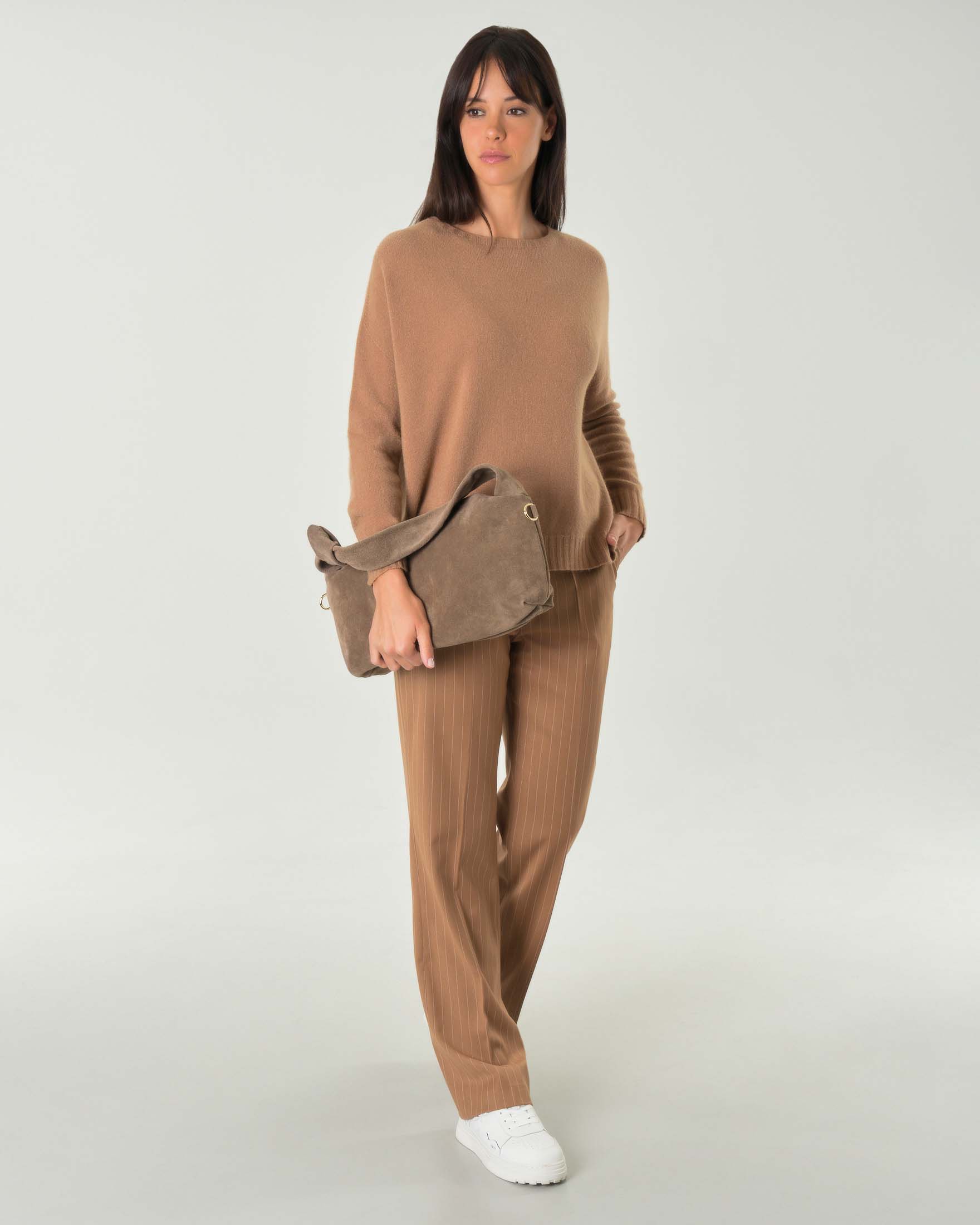 Maglia color cammello boxy in misto viscosa