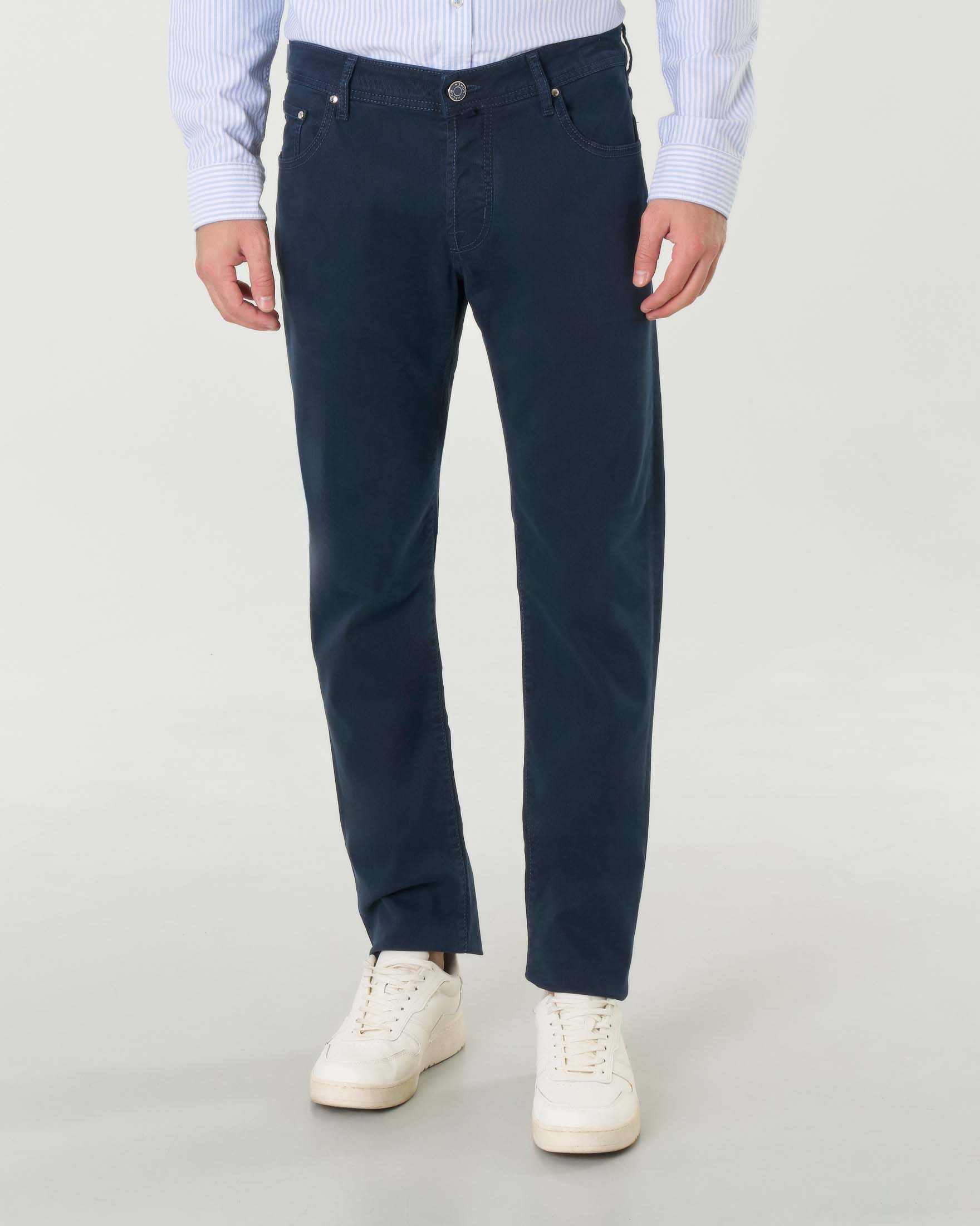 Pantaloni cinque tasche Nick skinny-fit blu in bull cotone e lyocell stretch