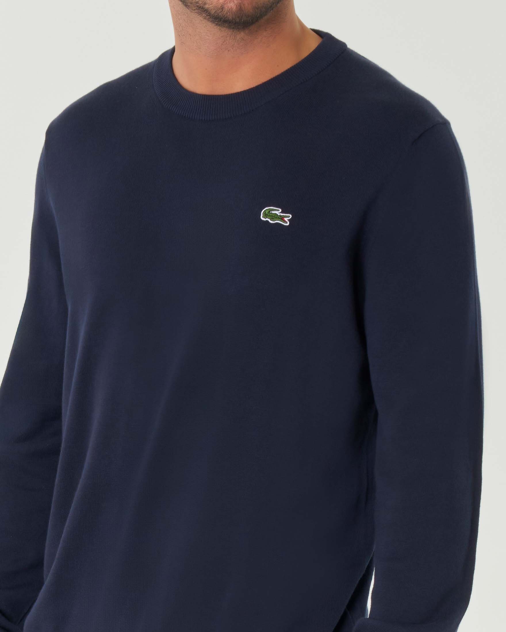 Maglia girocollo Lacoste blu regular-fit in cotone con logo
