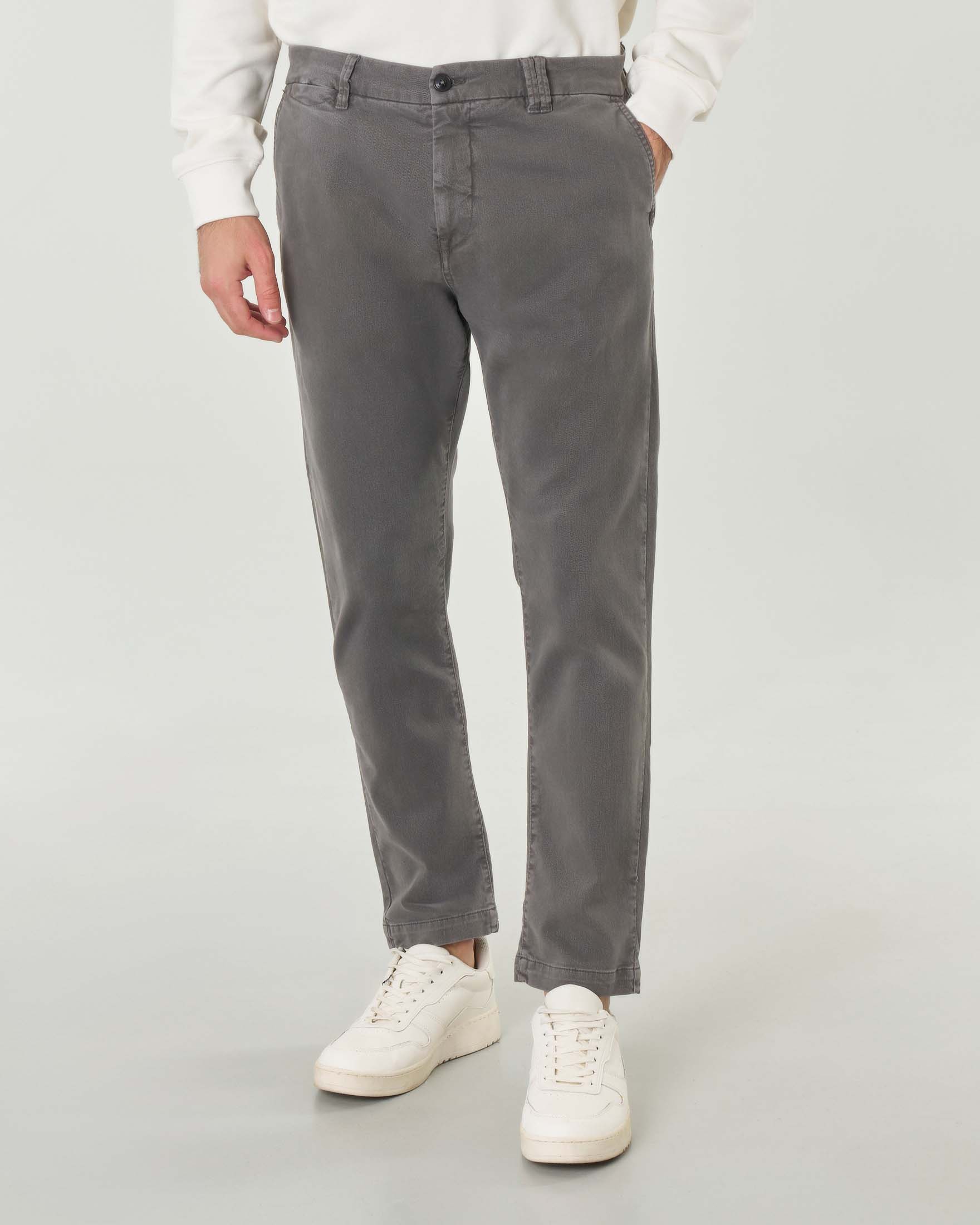 My Stuff — Pantaloni My Stuff chino grigi regular-fit in caldo tessuto di cotone stretch