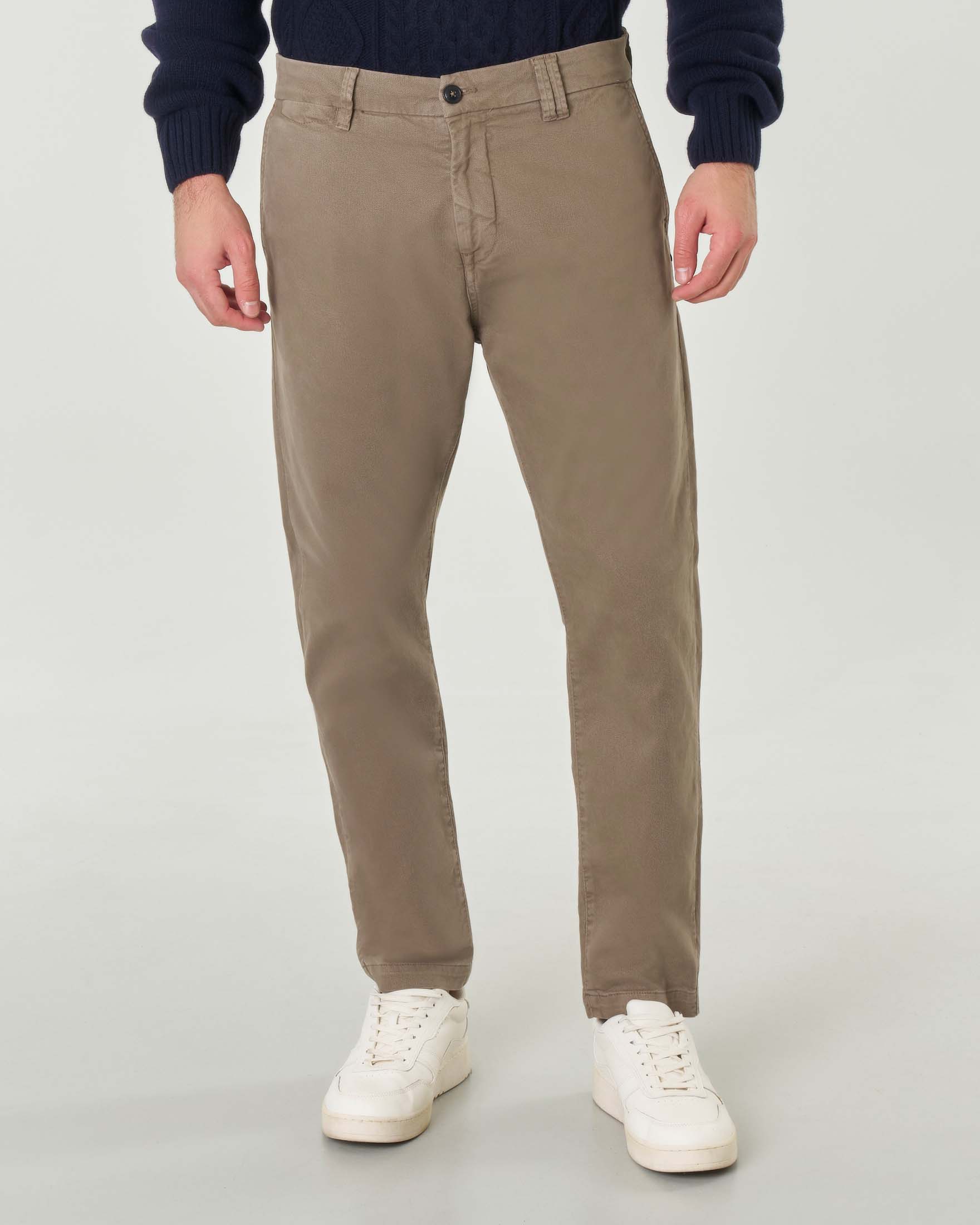 My Stuff — Pantaloni chino My Stuff color fango regular-fit in caldo tessuto di cotone stretch
