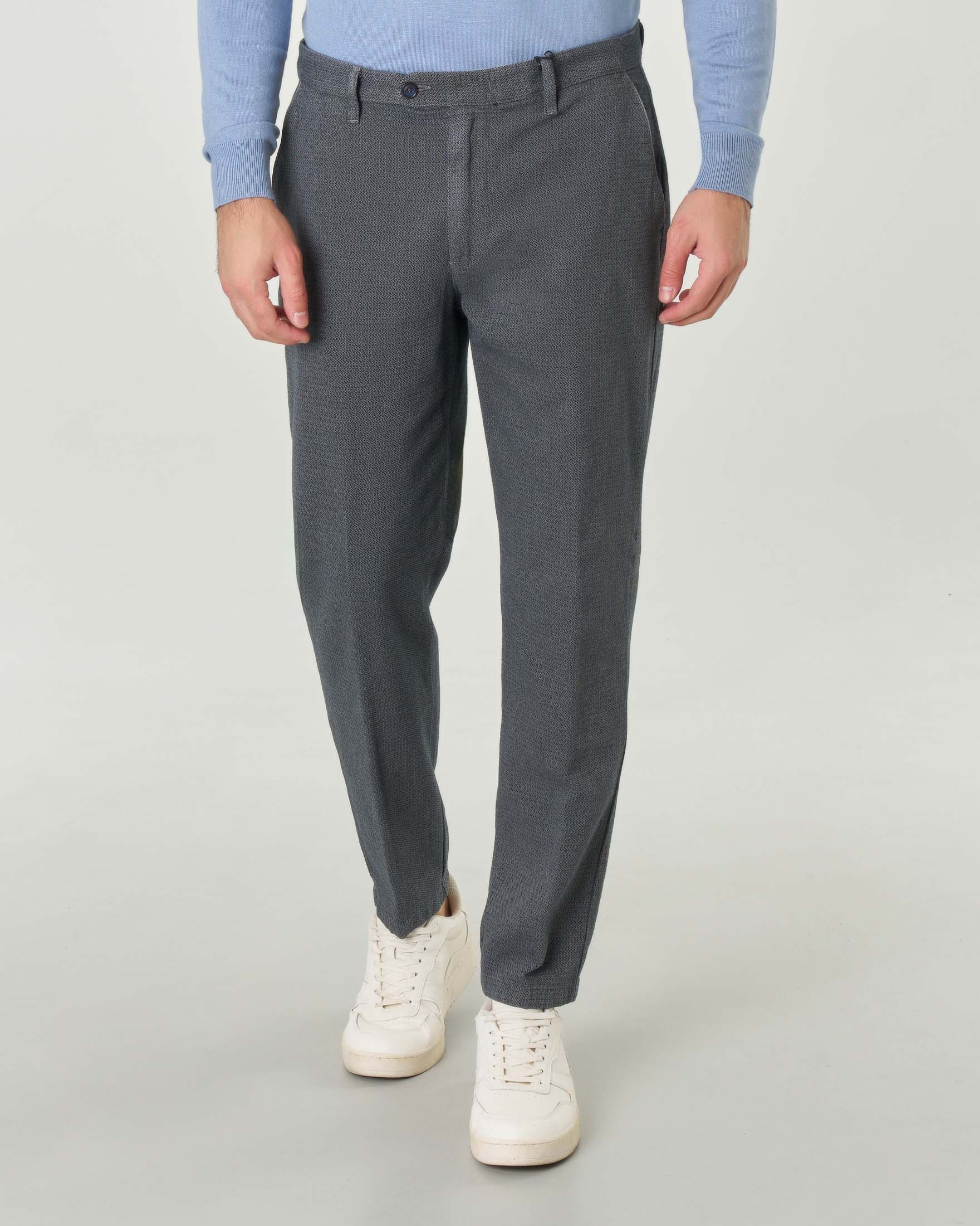 Pantaloni chino grigio antracite slim-fit in tessuto armaturato di cotone stretch